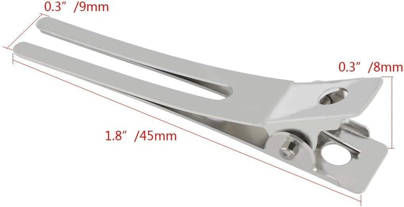 50Pcs Double Prong Curl Clips 1.8 Inch Silver Metal Hair Clips for Styling, Pin Curl Duck Bill Alligator Clips for Hair Sectioning and Salon Use, Haheihei image number 1
