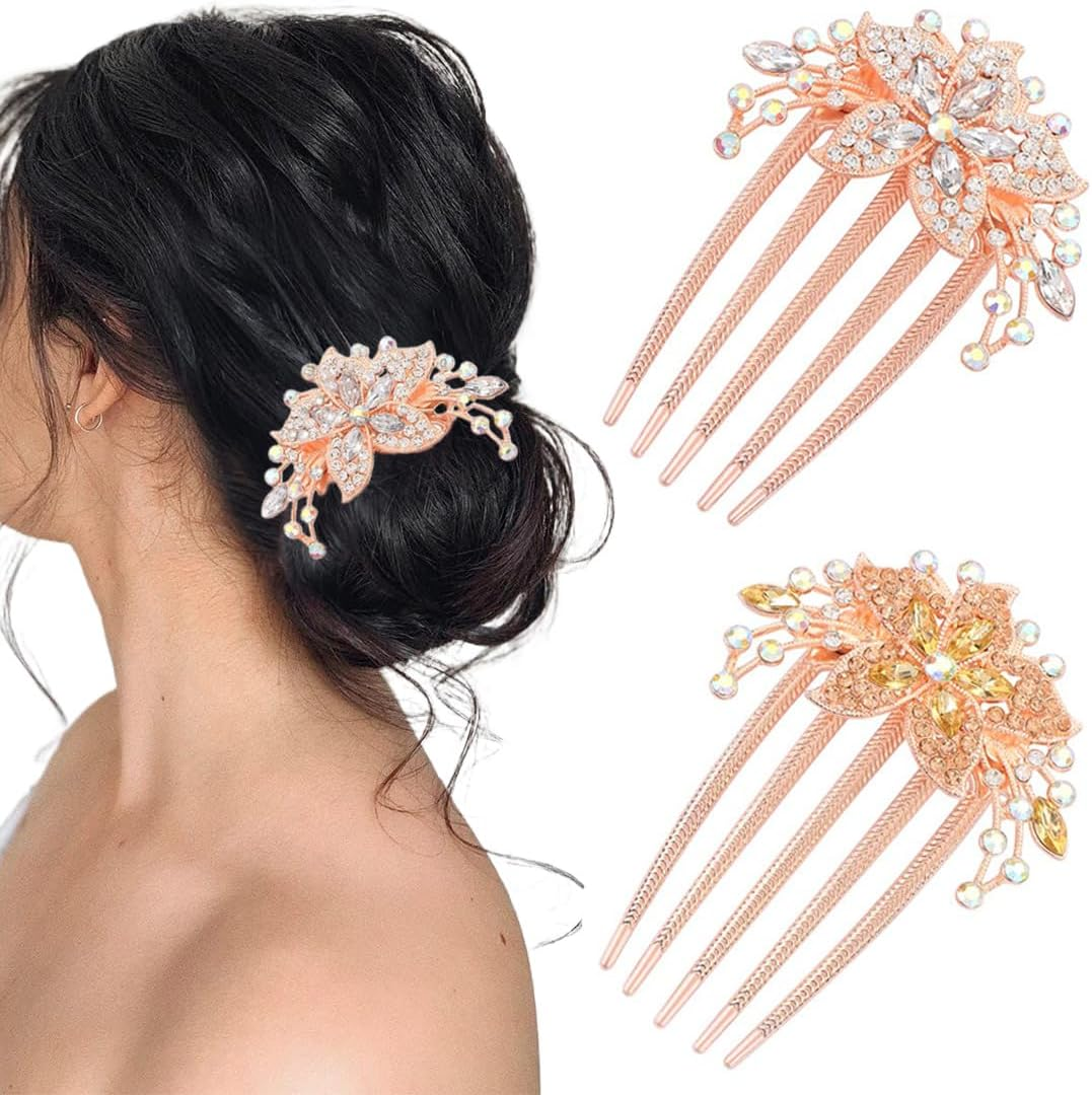 JEYORZY Hair Accessories, Bridal Hair Accessories, Wedding Hair Accessories, Hair Side Combs French, Wedding Hair Comb for Women, Girls, Gift Bride image number 3