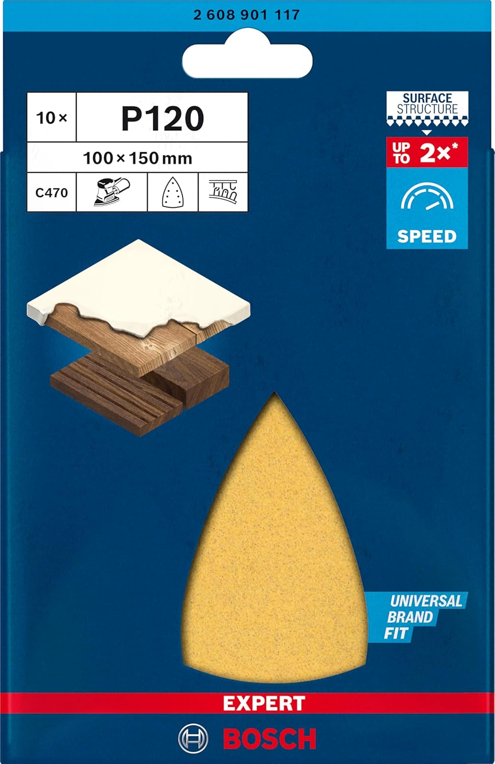 Bosch Professional 10X Expert C470 Sandpaper (For Hardwood, Paint on Wood, 100X150 Mm, Grit 120, Accessories Multi Sander) image number 4