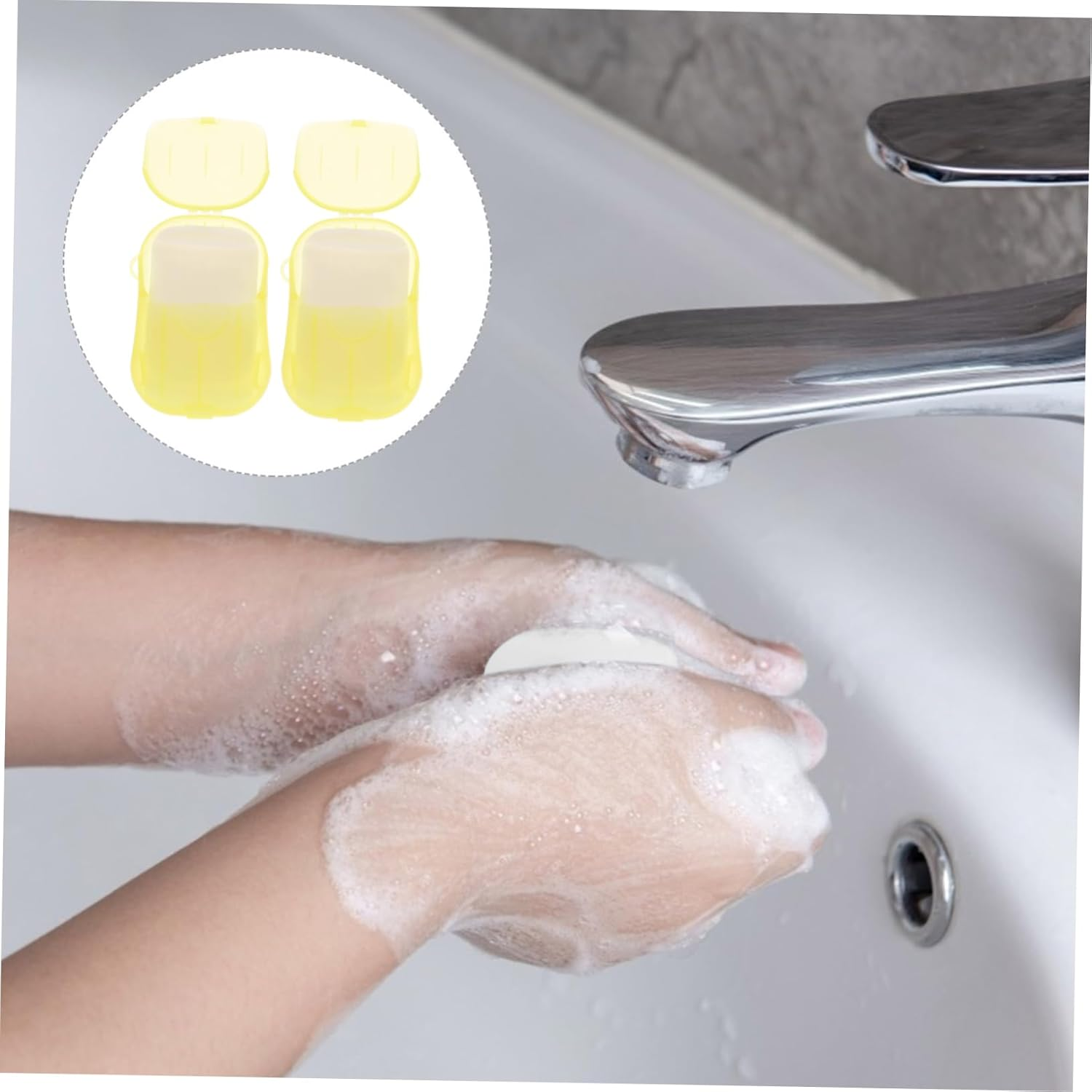 Kisangel Soap Flakes Travel Soap Travel Hand Soap Hand Cleaning Soap Portable Scented Soap Paper Hand Wash Soap Foam Hand Soap Travel Hand Foam Soap Plastic Pink - Yellow image number 6