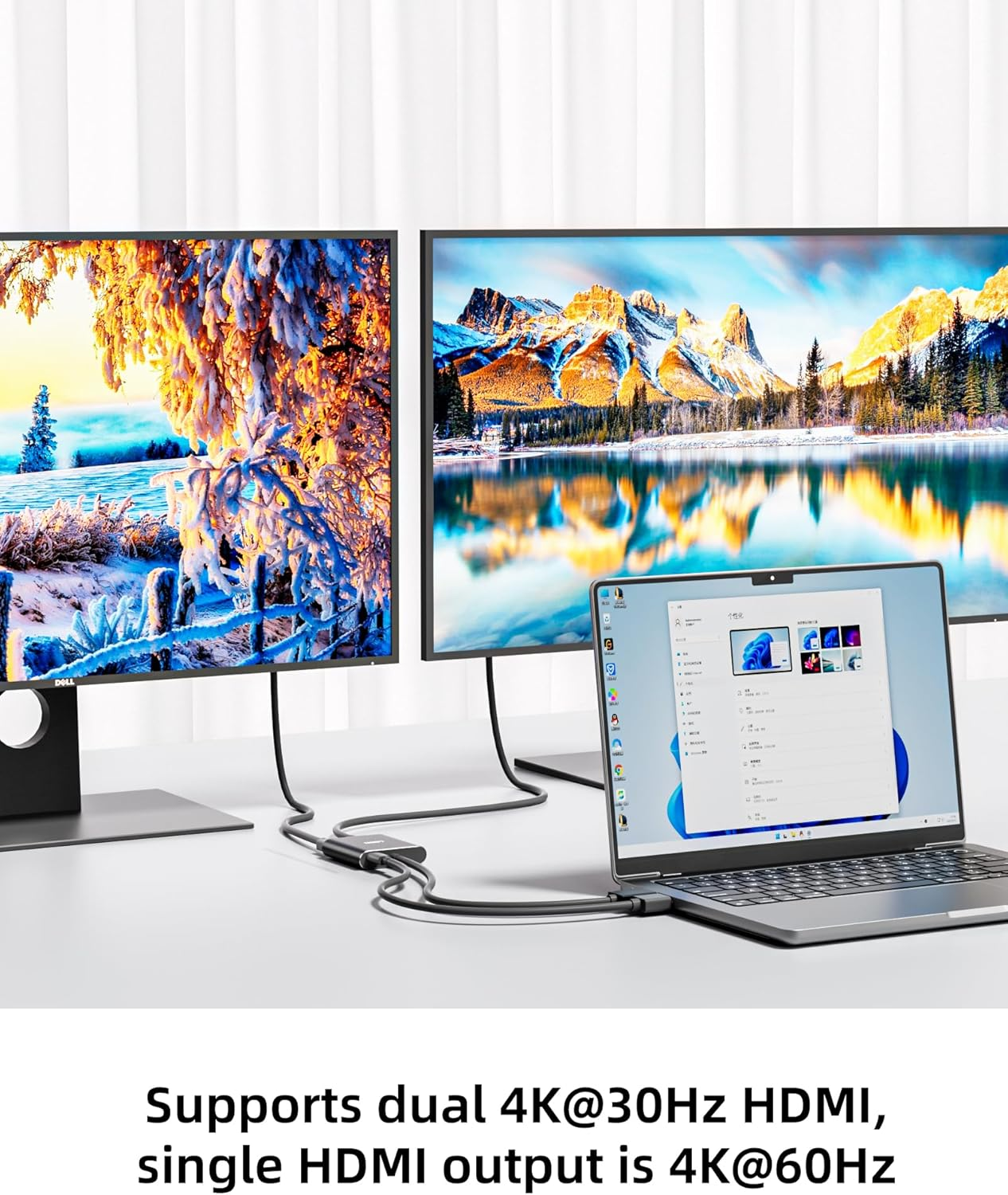 Displayport to Dual HDMI Splitter,4K 60Hz Multi-Monitor Splitter,Dual Monitor DP to 2 HDMI Monitor for Computer Laptop Graphic Card,Pc,Windows Compatible MST Extended Mode image number 6