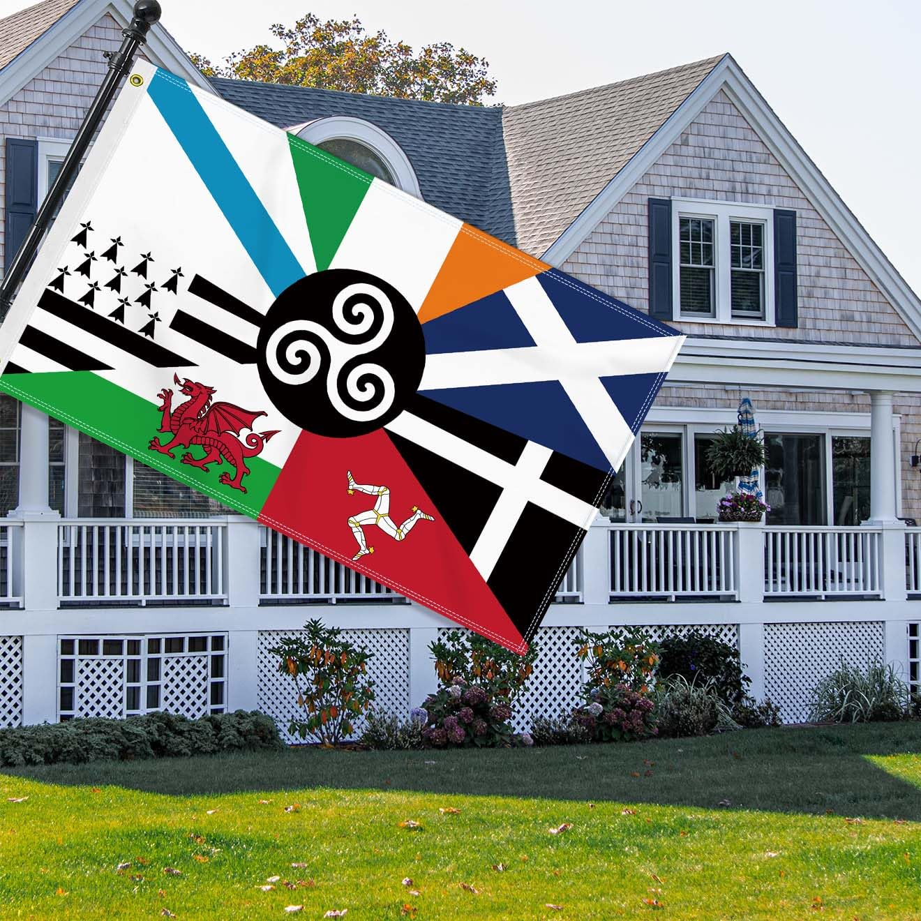 Large 3&times;5 FT Celtic Nations Flag, Big Combined Celtic Nation100D National Outdoor Banner,Decorgarden with Brass Gromment image number 3