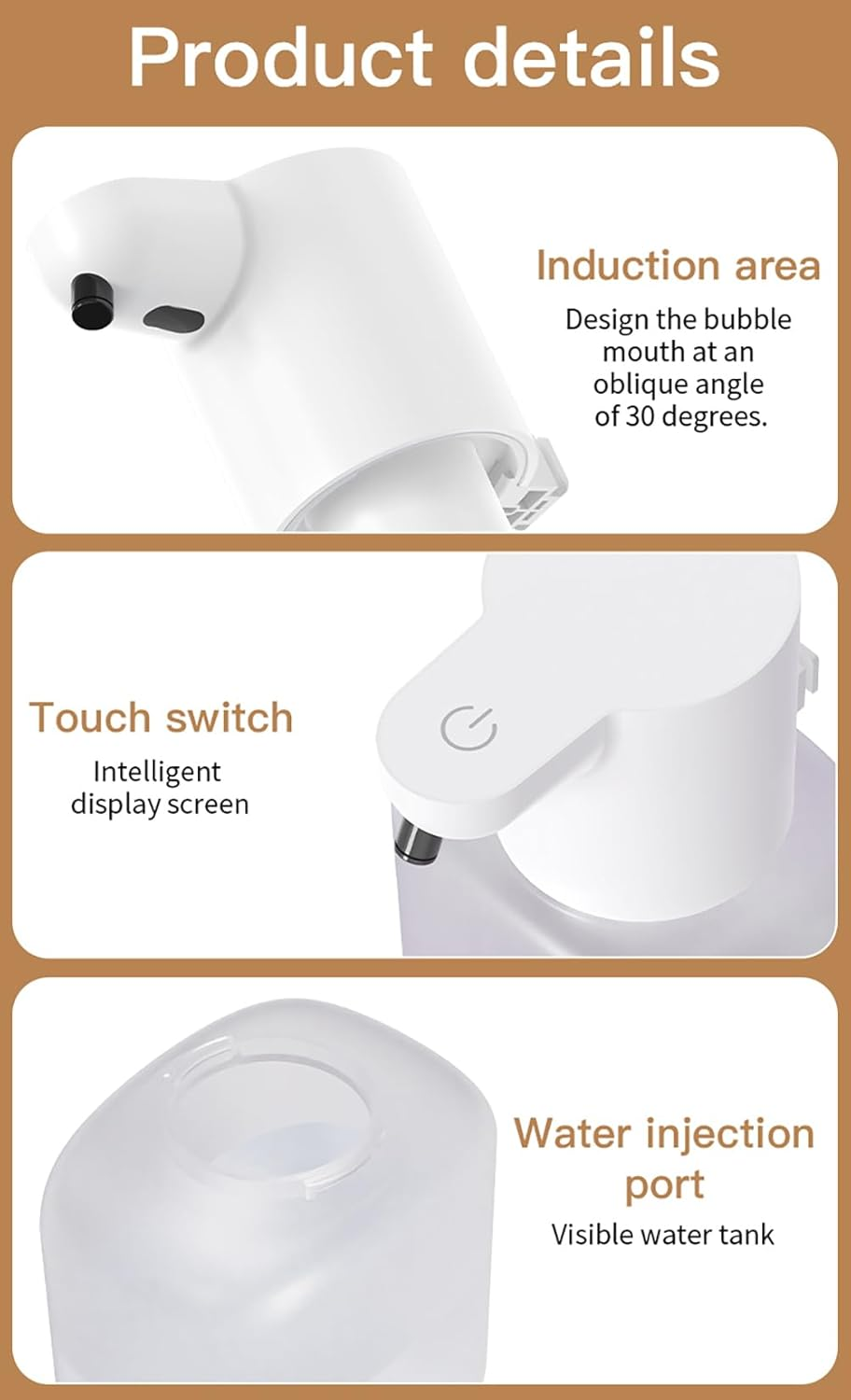 Automatic Foam Soap Dispenser, 420ML Infrared Hand-Free Touchless Soap Dispenser, Rechargeable Wall Mounted Hand Soap Dispenser for Home Bathroom, Kitchen (Foam) image number 3