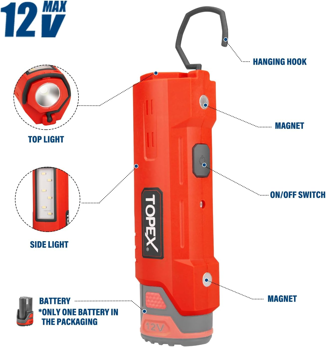 TOPEX 12V Cordless Circular Saw Lithium-Ion LED Torch W/Battery & Charger image number 1