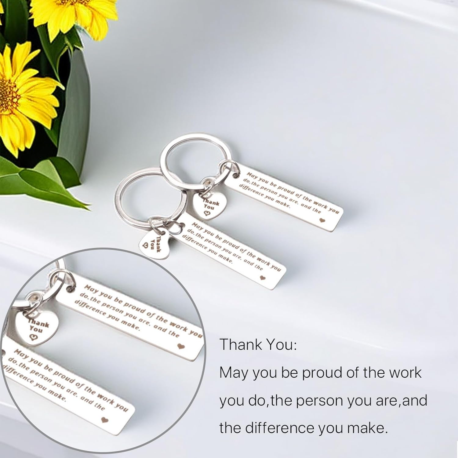 20 Pcs Thank You Gift Appreciation Keychain Make a Difference Keychain Employee Appreciation Gifts Teacher Nurse Worker Appreciation Week Gifts image number 4
