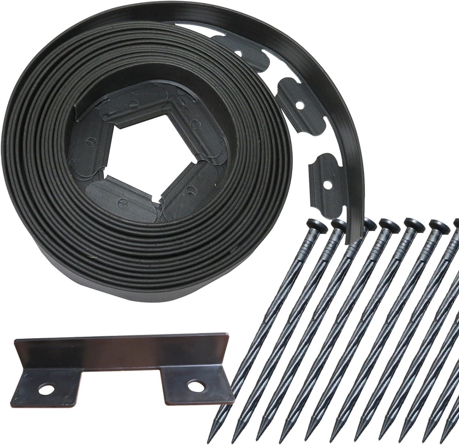 Garden Edge Landscape Edging Border No Dig, Mulch Border, Rubber Landscaping Edging, Flower Bed Edging Borders, Plastic Landscape Edging Kit, Yard Edging Borders (Black-33Feet-Tall Wall)