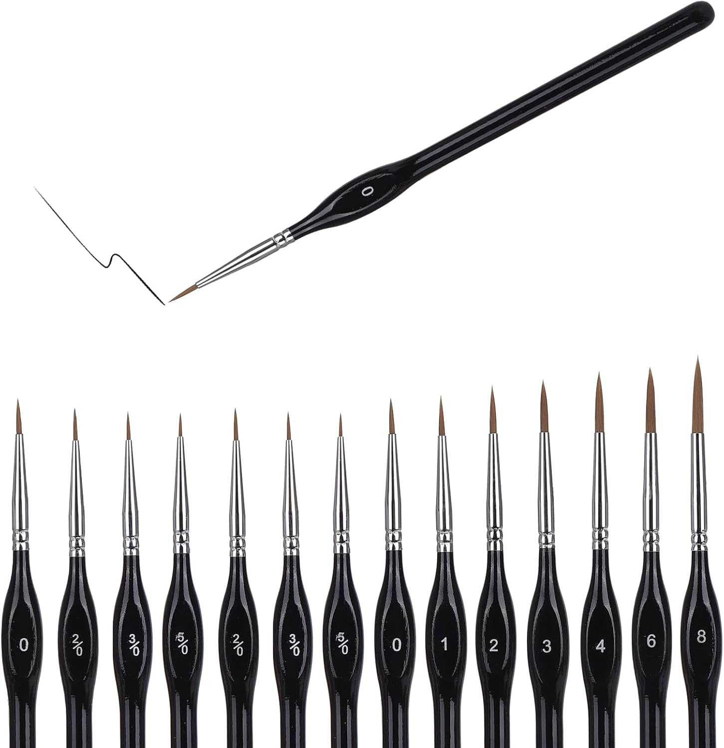 14 Pieces Fine Detail Paint Brush Miniature Painting Brushes Kit Mini Paints Brush Set for Acrylic, Watercolor, Oil, Face, Nail, Scale Model Painting, Line Drawing - Black image number 1