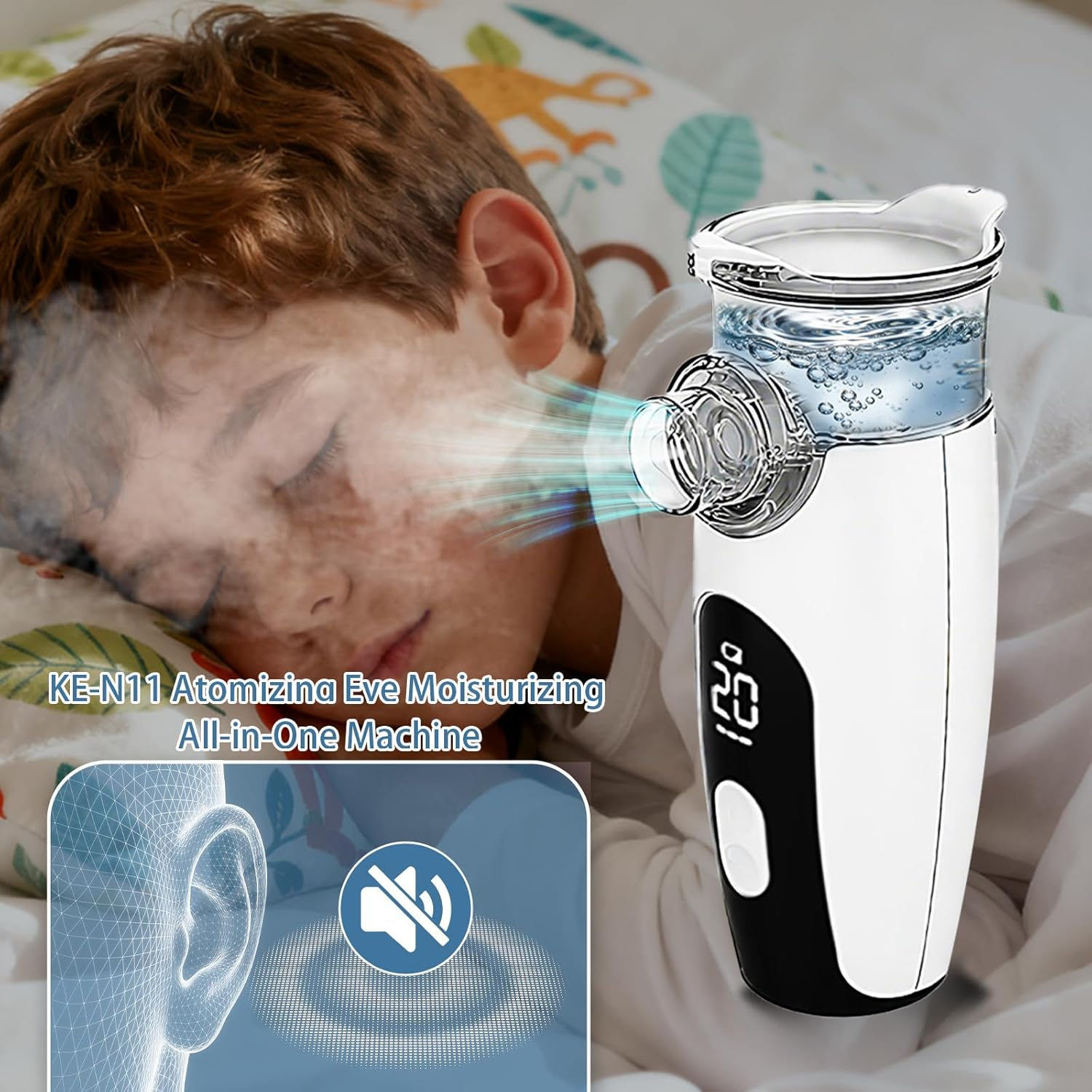 4 in 1 Nebuliser Machine for Adults & Kids, Portable Nebulizer and Eye Steamer for Adults, LED Display & Timing Function, 3 Adjustable Rate, Silent Mode, Easy Clean, ​​Leak-Proof​ image number 5