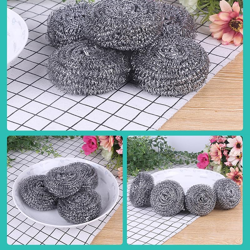 Aoozleny 12Pcs Stainless Steel Cleaning Ball for Cleaning Dishes, Pans, Pots, Ovens, Grills, Sinks - Stainless Steel Wire Ball Kitchen image number 3