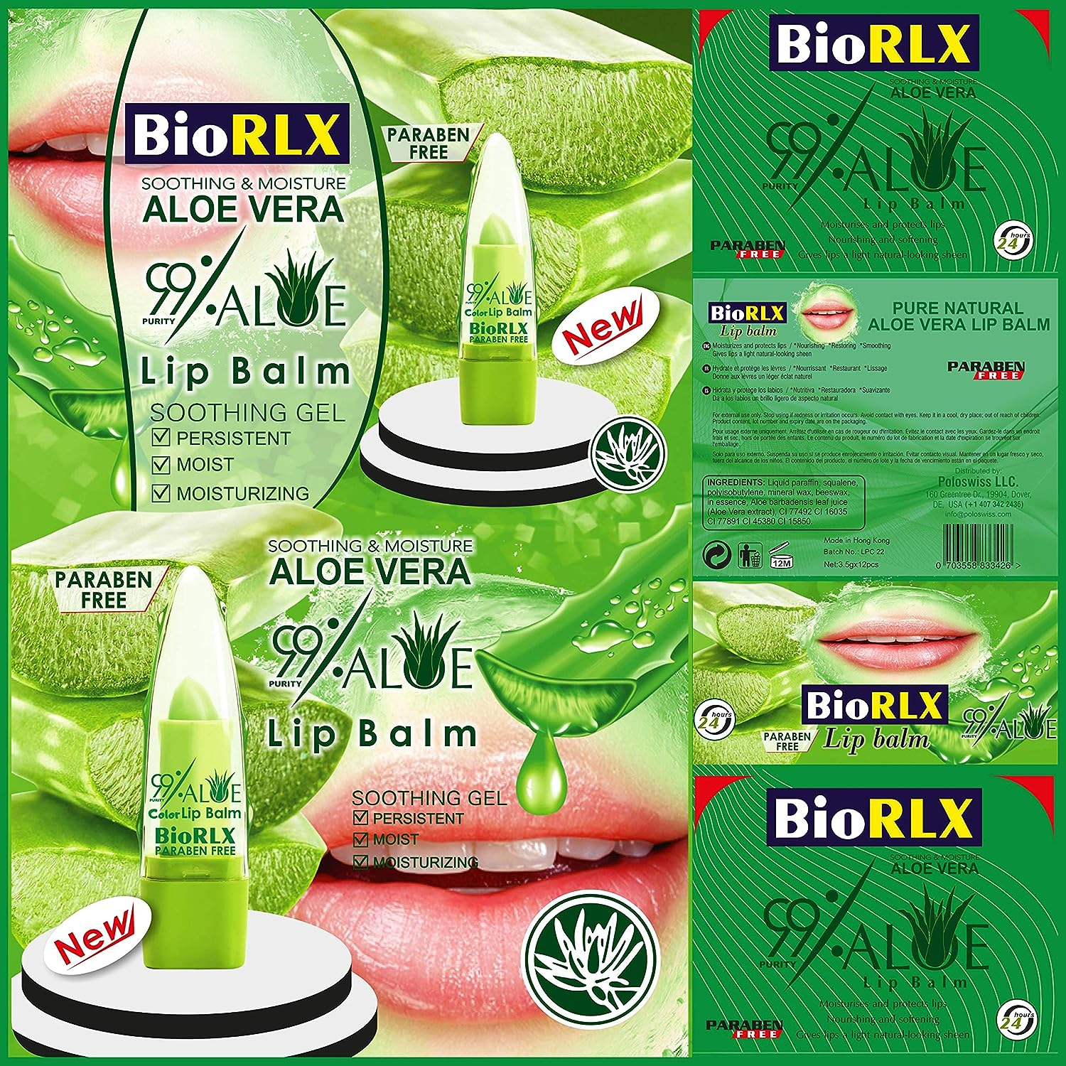 Biorlx 99% Aloe Vera Lip Balm with Color, Moisturizing Lip Plumper Temperature Color Change Lipstick Long Lasting Nutritious Aloe Vera (Two Bottles Lip Balm, Tinted) image number 6
