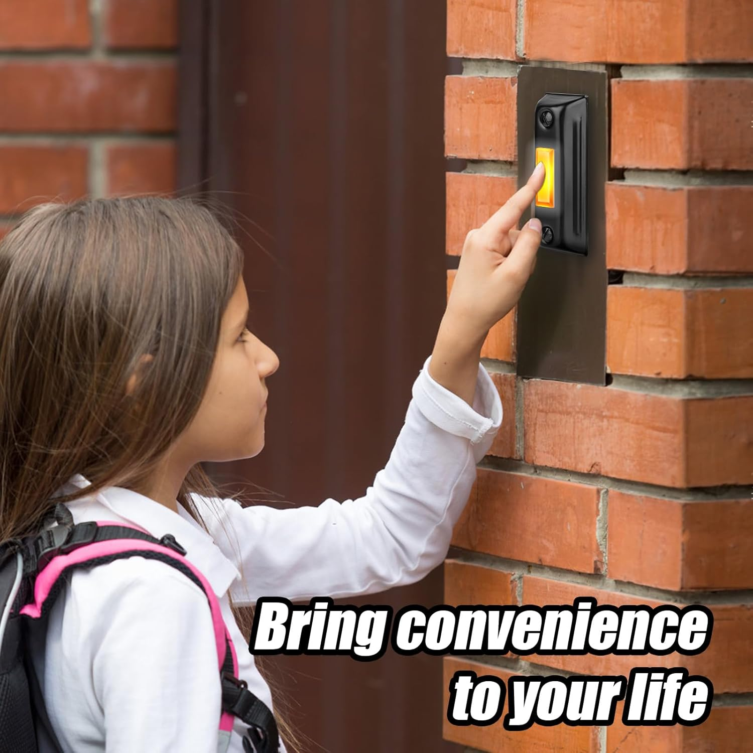 Lighted Doorbell Push Button, Metal Door Bell Button Wired with Screws Wall Mounted Doorbell Switch Door Chime Button Doorbell Button Replacement for Most Doorbell Door Chime (Yellow Light) image number 4