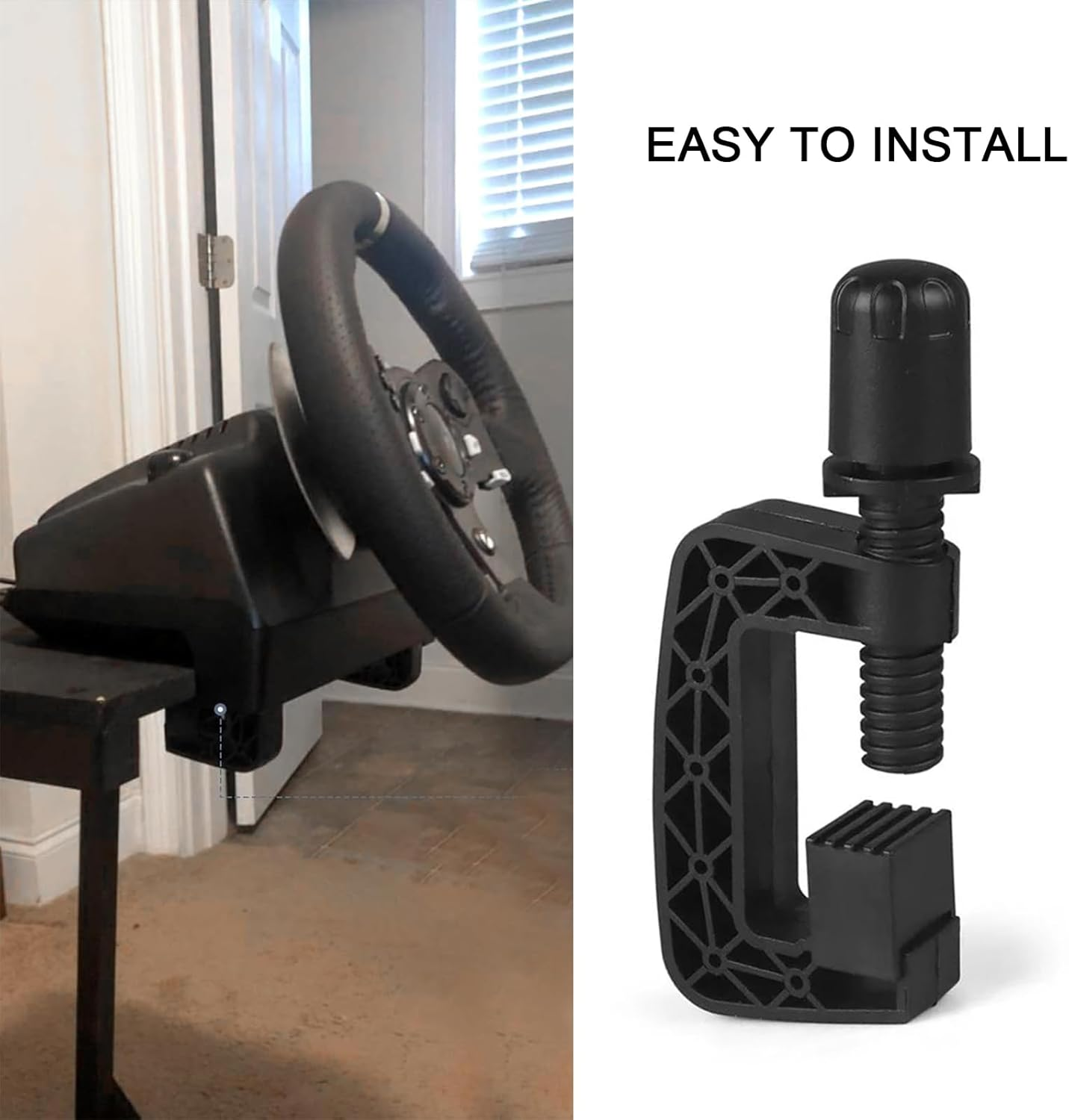 Hzqzaoan Racing Steering Wheel Fixing Clamp Screw - Compatible with Logitech G25/G27/G29/G920/G923, Heavy Duty Steering Wheel Clamp for Racing Simulators (Black) image number 1