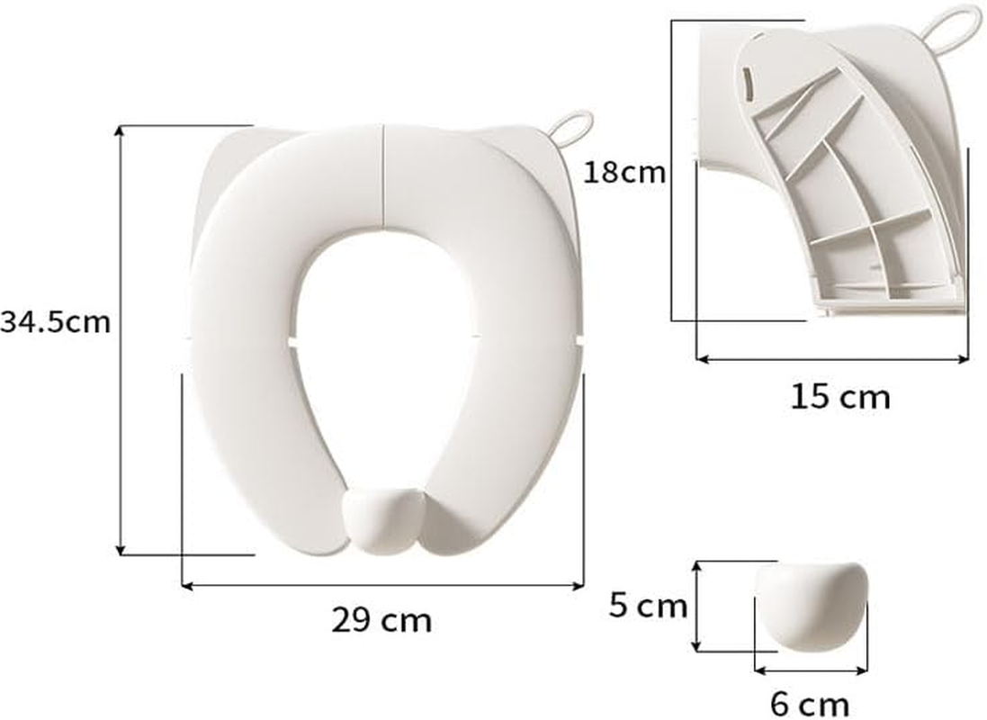 Limcryspp Children'S Portable Folding Toilet Seat, Newly Upgraded Anti-Pinch Design, with Splash-Proof Baffle and Storage Bag, White image number 3