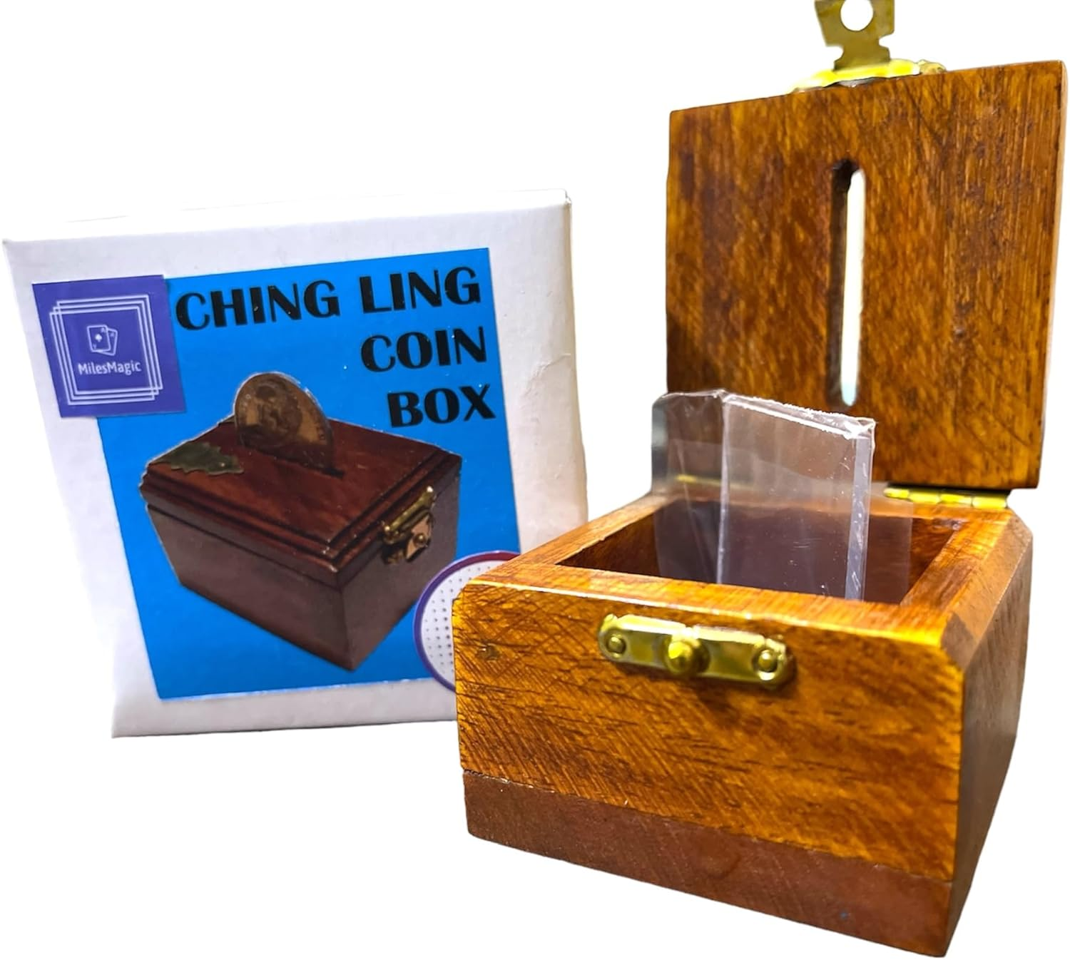 Milesmagic Magician'S Ching Ling Coin Box Penetration Trick | Coin through Solid Glass Gimmick | Real Close-Up Illusion for Stage, Street & Beginner Magic Tricks image number 6