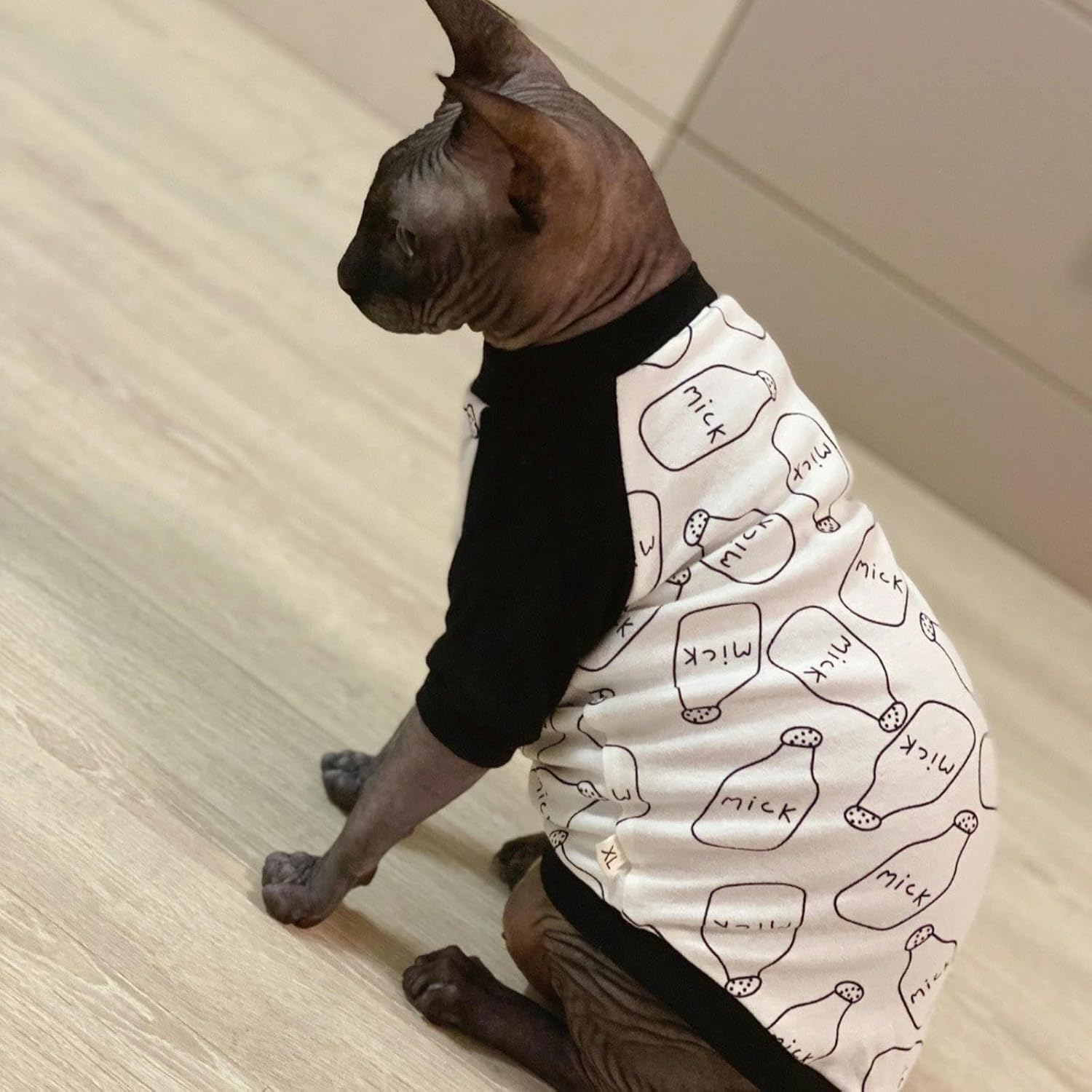 IUOUTG Sphynx Cat Clothes Cotton Hairless Cat Shirt with Sleeves Spring Pet Clothes Boy Kitten Pullover Pajamas Cat T-Shirts for Male Female Cats Puppy Small Dogs image number 1