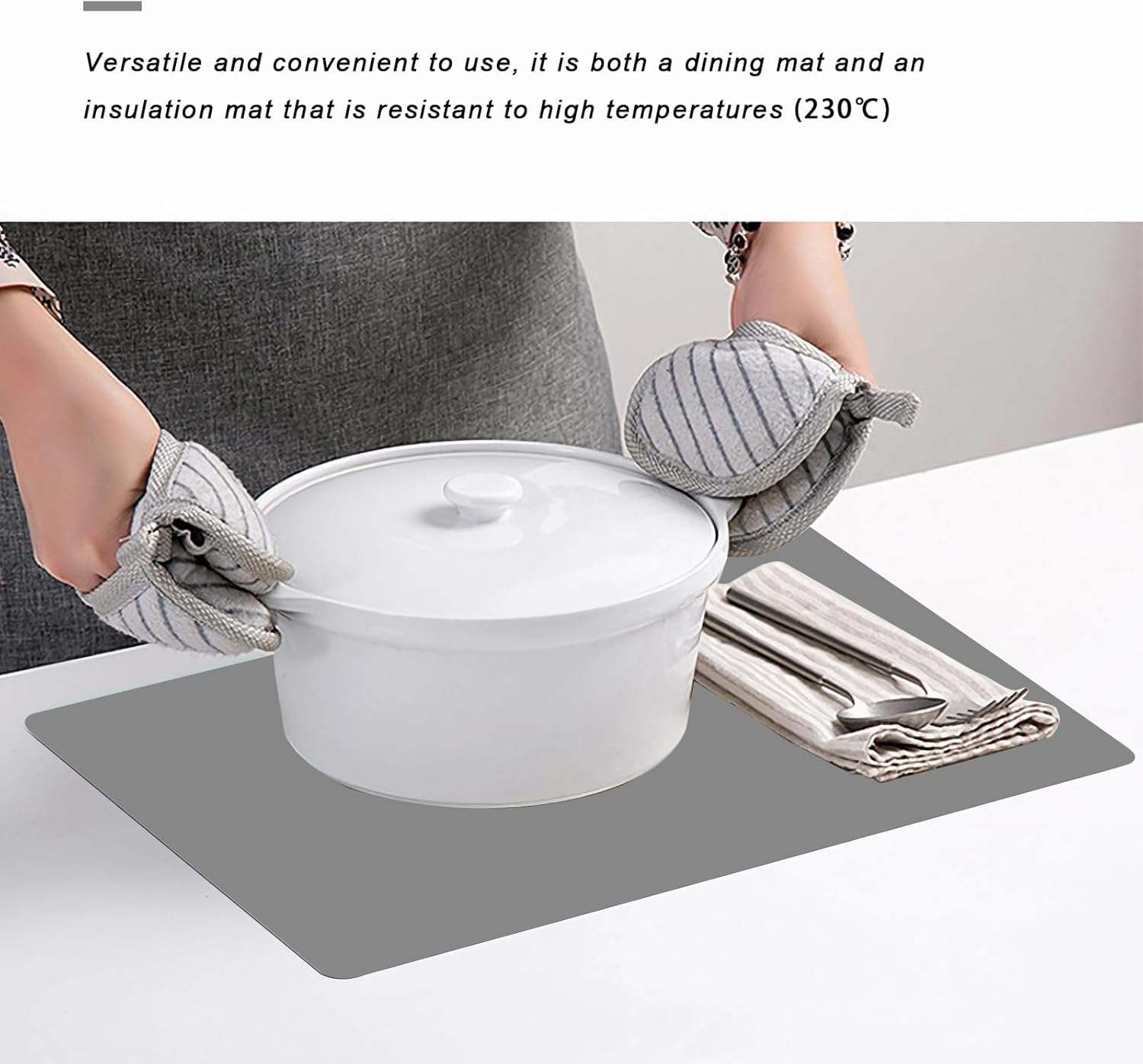 Silicone Placemats, Food-Grade Non-Slip Waterproof, Dining, Countertop Protector, Kitchen Counter Mat, Heat Resistant, Baking Mat Dishwasher Safe (Grey, 5.1Oz&times;2Pack) image number 7