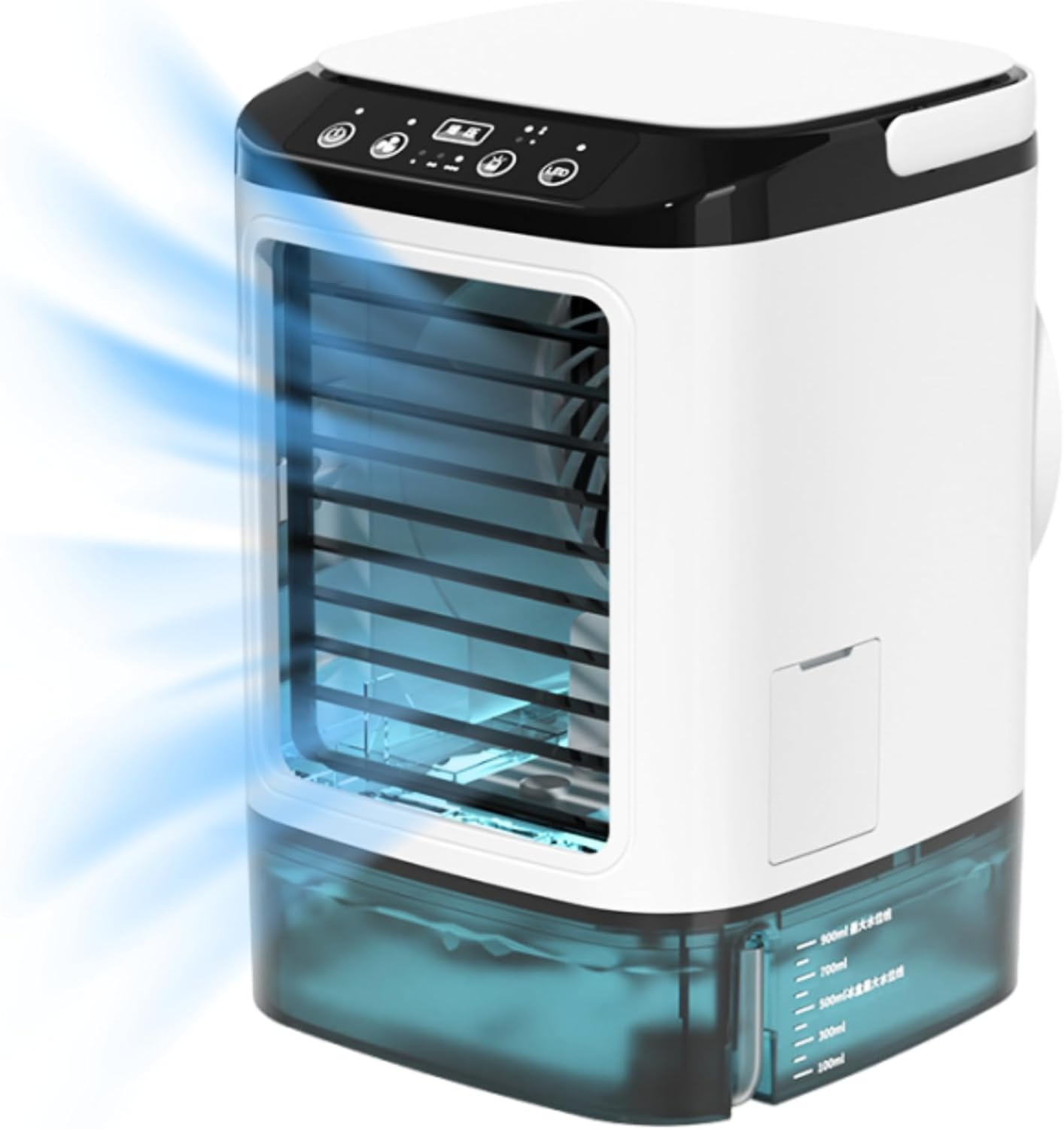 Bewinner Mini Air Conditioner with 900Ml Water Tank, Humidifying Misting Portable Desk Fan, USB Rechargeable Compact Air Cooling Fan for Home Office image number 2