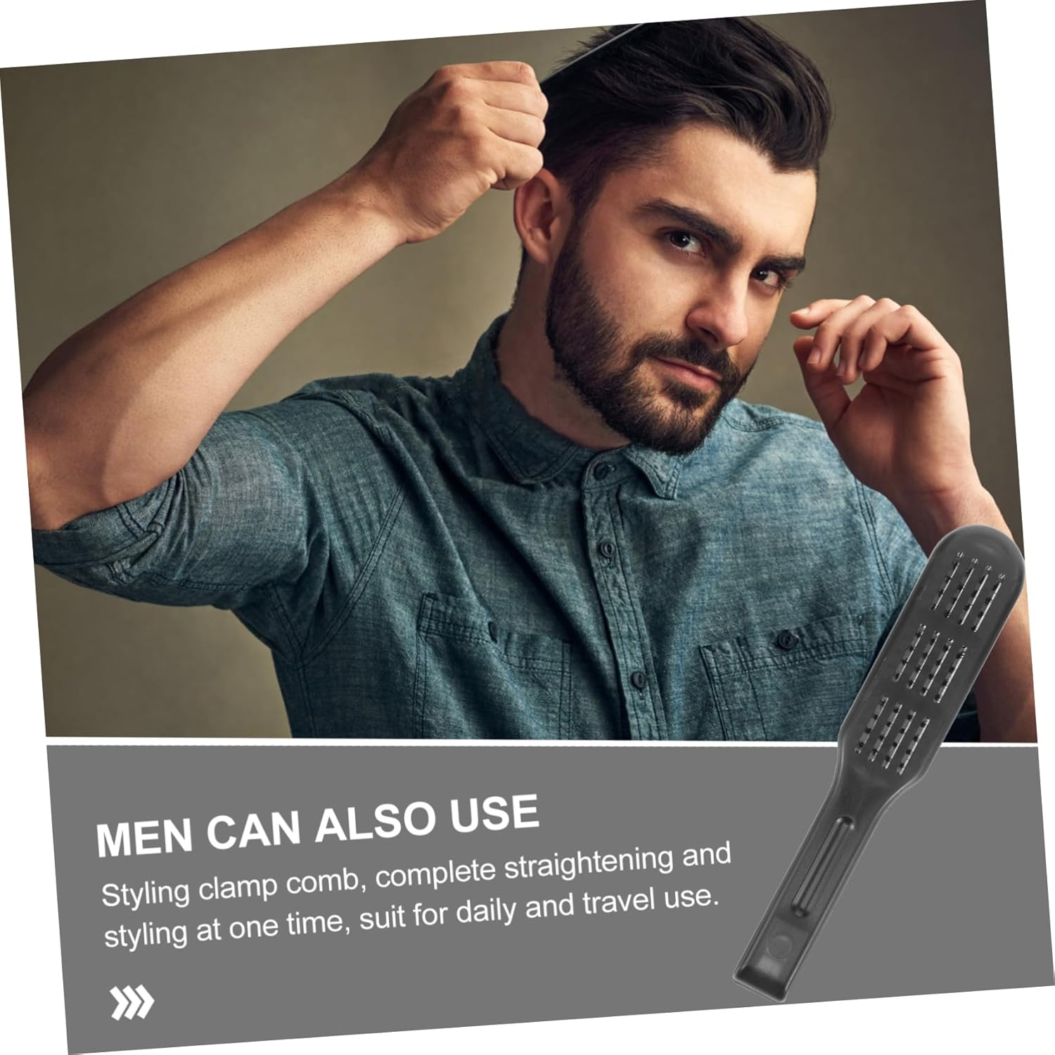 DONFAMDS Hair Straightening Comb Double Sided Static Hair Styling Brush Ergonomic Portable Design for Easy Use for Home Travel Hair Straightening Tool image number 3