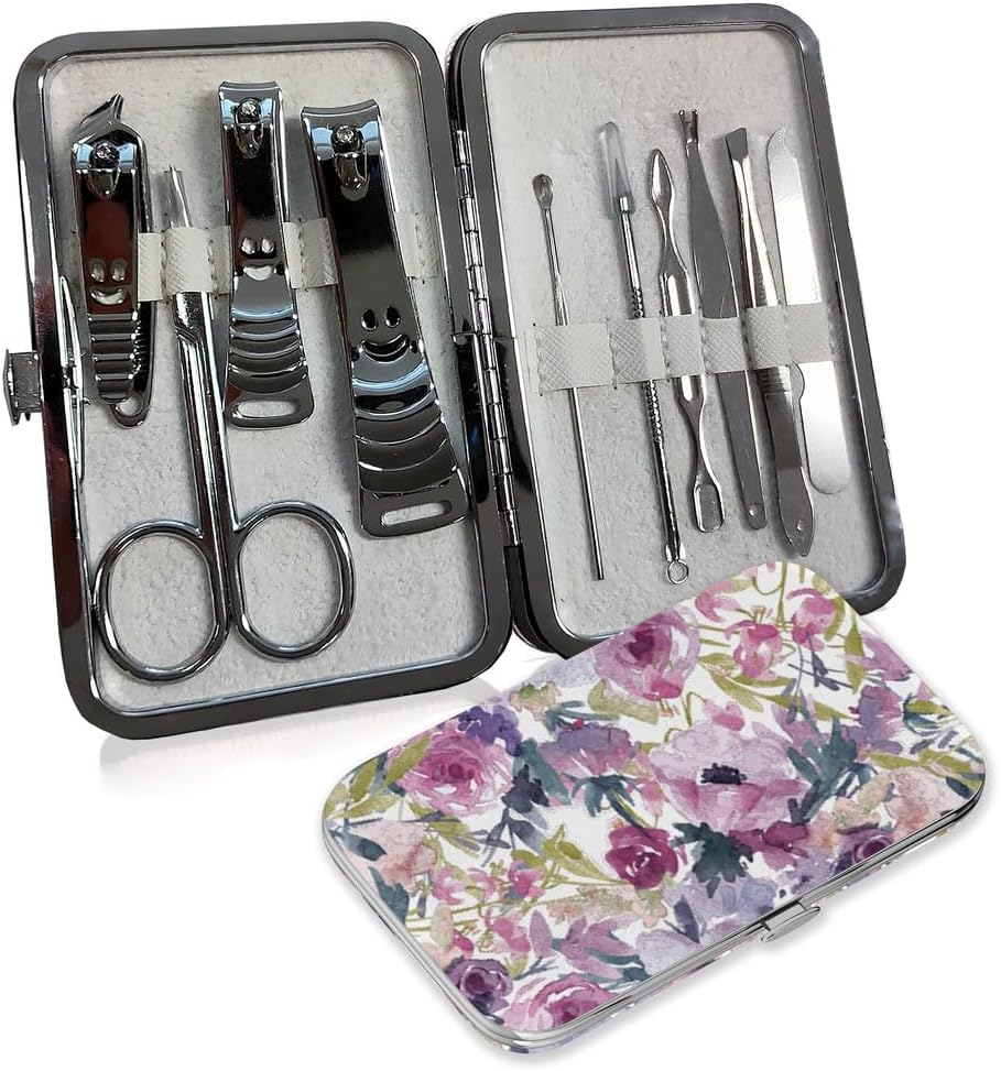 Manicure Set 10 in 1 Stainless Steel Manicure Kit Professional Pedicure Grooming Kit Portable Pedicure Kit Nail Tools & Accessories Hair Facial Care and Nail Care for Men and Women (Peonie Rose) image number 4