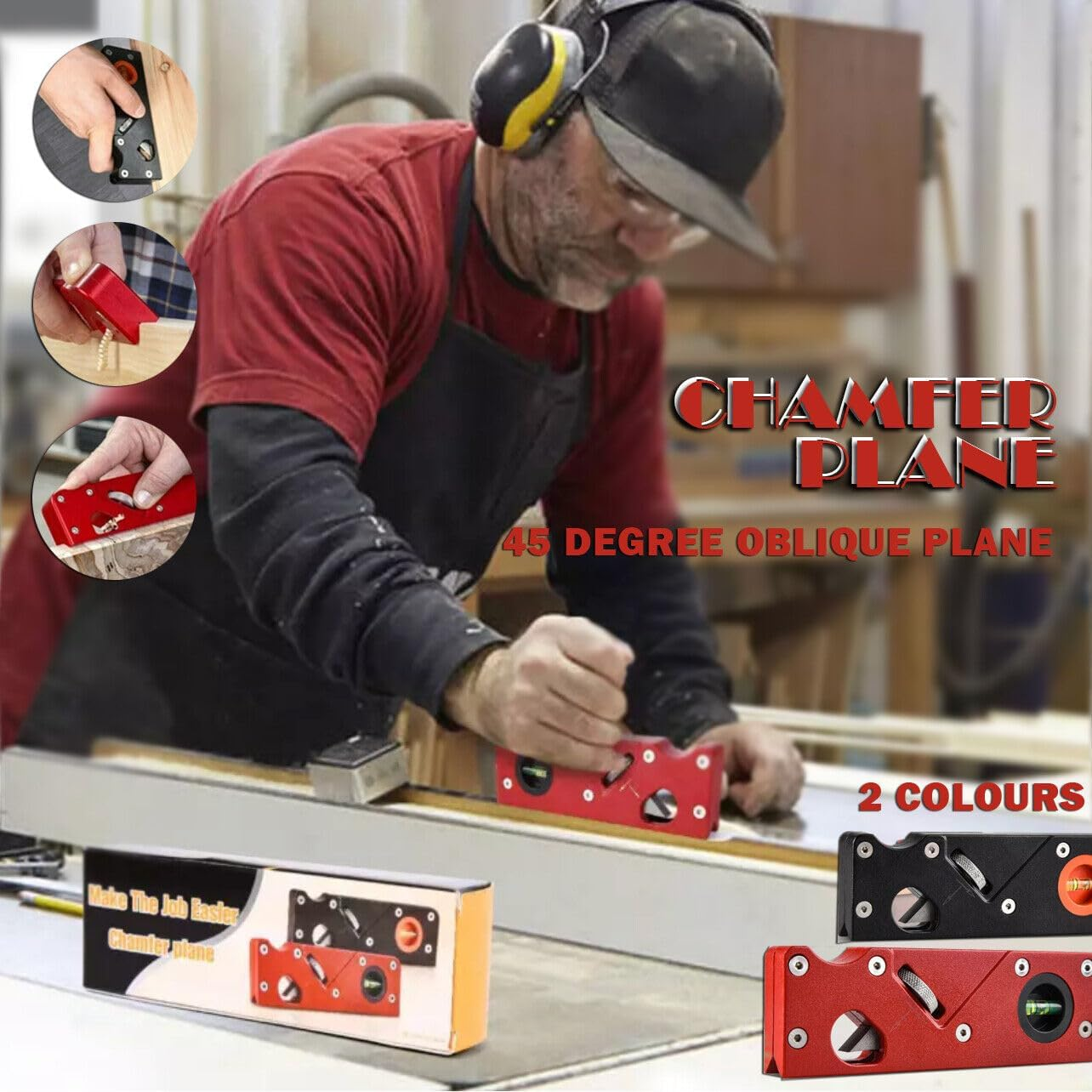 AIMALL 45&deg; Bevel Planer Woodworking Edge Corner Plane Chamfering Trimming Planing Tool - Chamfer & Trim with Ease - Aluminum Alloy & Carbon Steel Design