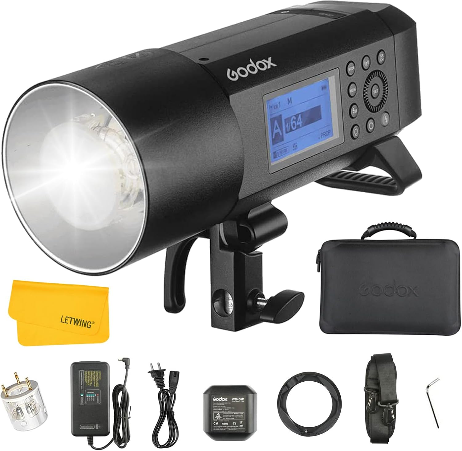 Godox Ad400Pro AD400 Pro Studio Flash 400W TTL 1/8000S HSS 2.4G Wireless Strobe Light with High Performance Li-Ion Battery 390 Full Power Recycling Time, 0.01-1S 30W LED Modeling Lamp image number 5