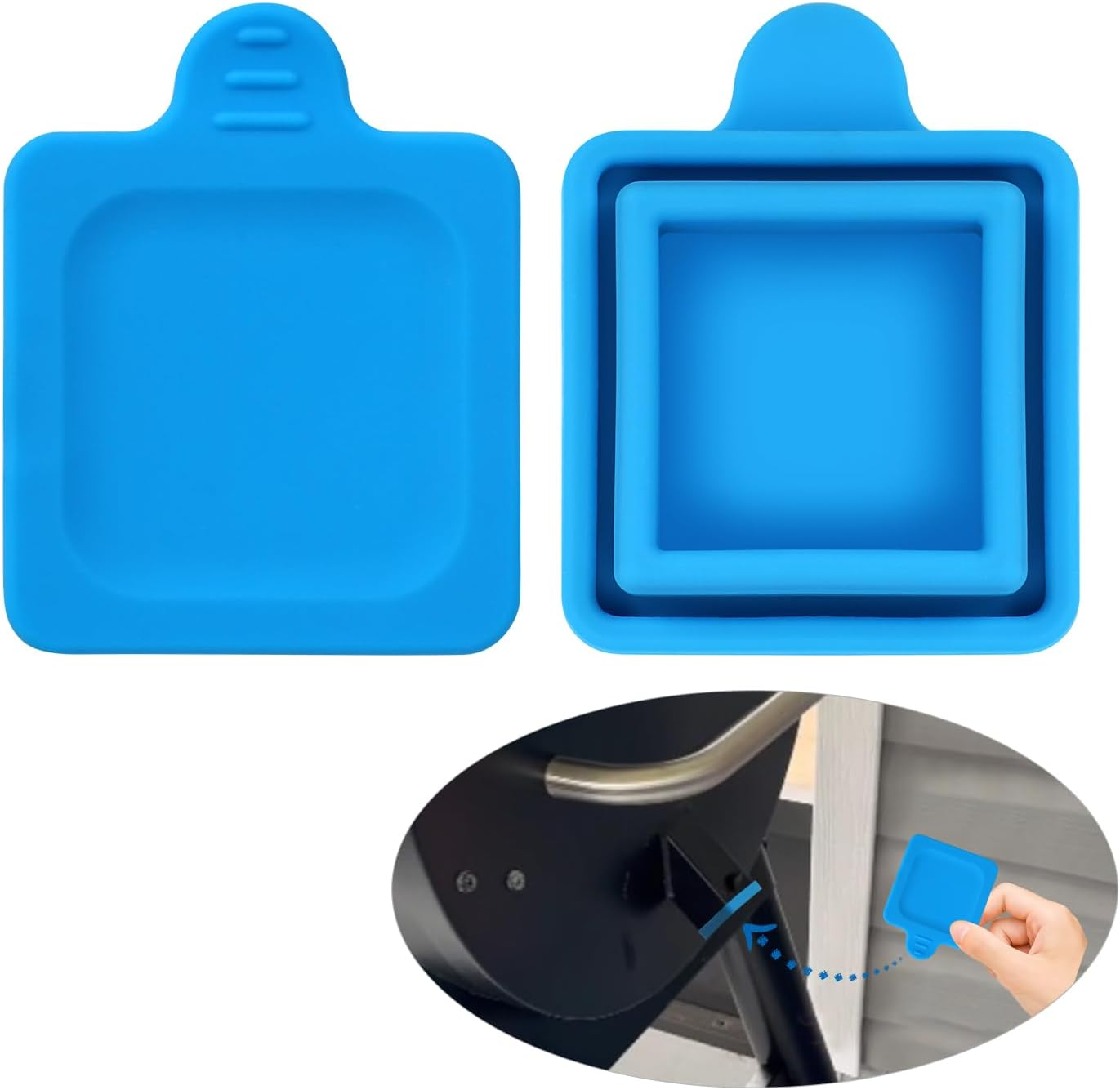 2Pcs Silicone Grease Chute Cover for Traeger Grill, 1.8X1.8 Inches Grease Chute Sealing Cover Accessories for Traeger Ironwood 885, Pro Series 34, Pro 780 Grills with Grease Chute (Blue) image number 2