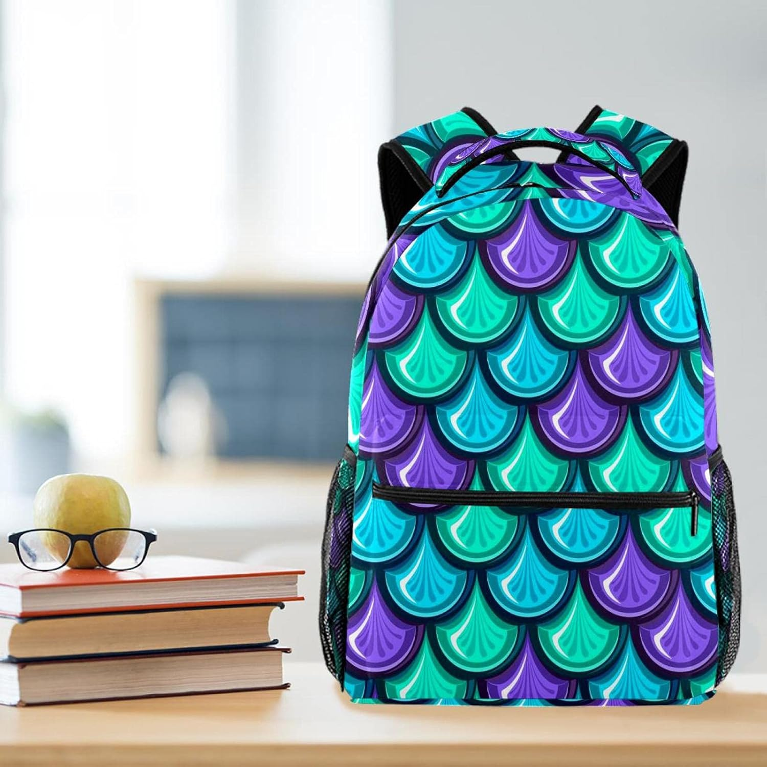 Colorful Shiny River Fish Scales Backpack Students Shoulder Bags Travel Bag College School Tote Backpacks image number 4