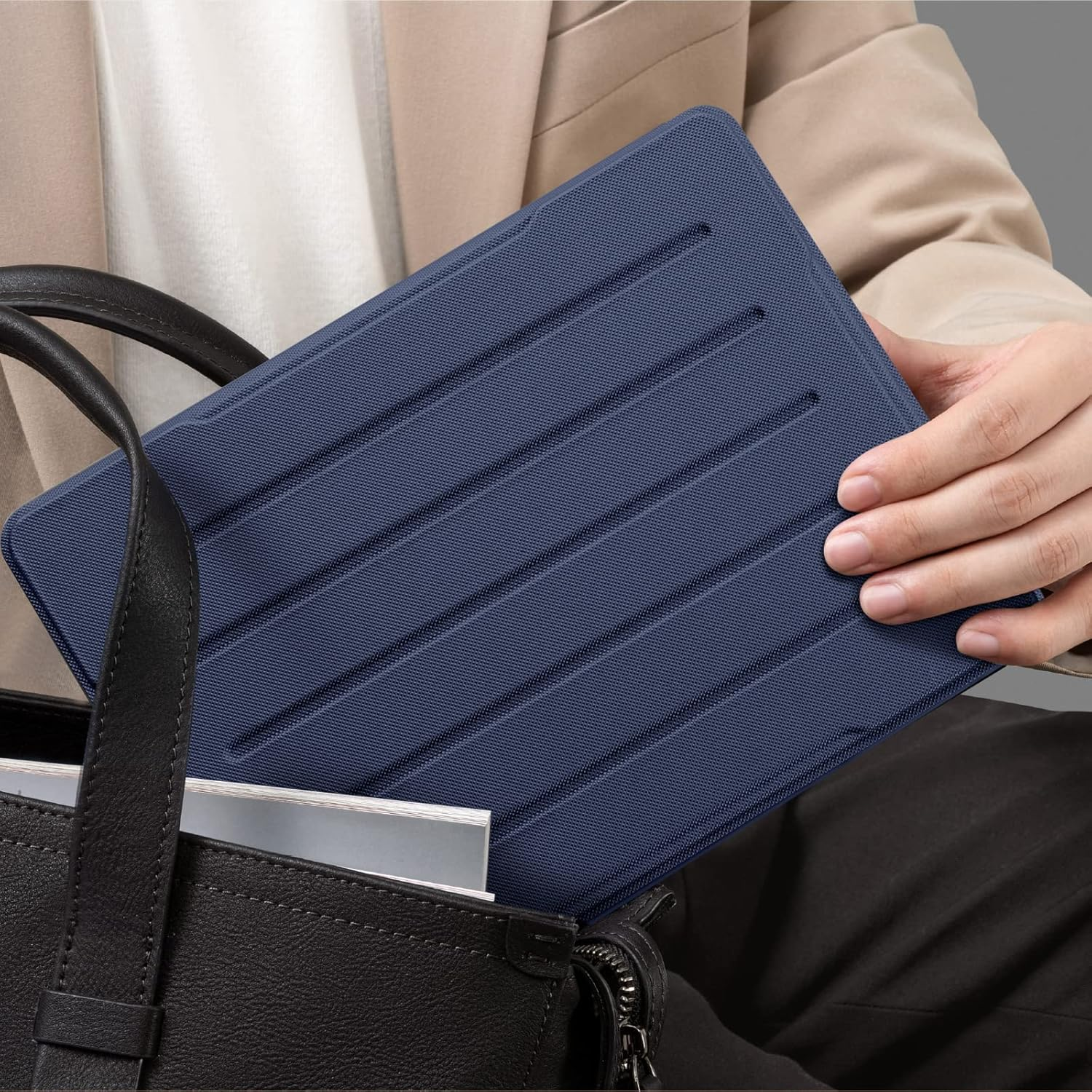 Witzon PU Leather Case Compatible with Ipad 10.2 Inch 2021/2020/2019 Ipad 9Th/8Th/7Th Generation Cover with Pencil Holder, Business Protective Case for Apple Ipad 9Th Gen, Auto Wake/Sleep - Navy image number 5
