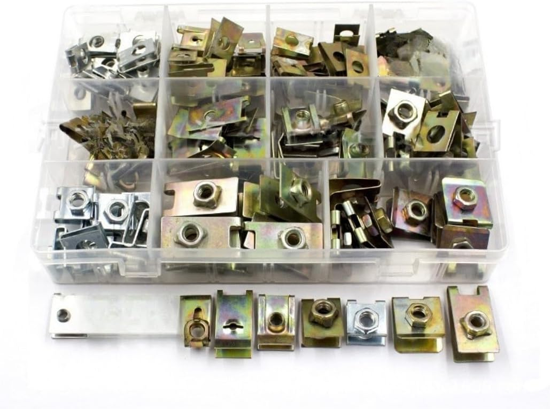 NUZAMAS Car Metal Undertray Fender Clips 150 Pcs Automotive U-Shaped Fastener Clip Universal Car Mounting Clip Rivets for Dashboard Door Trim Interior