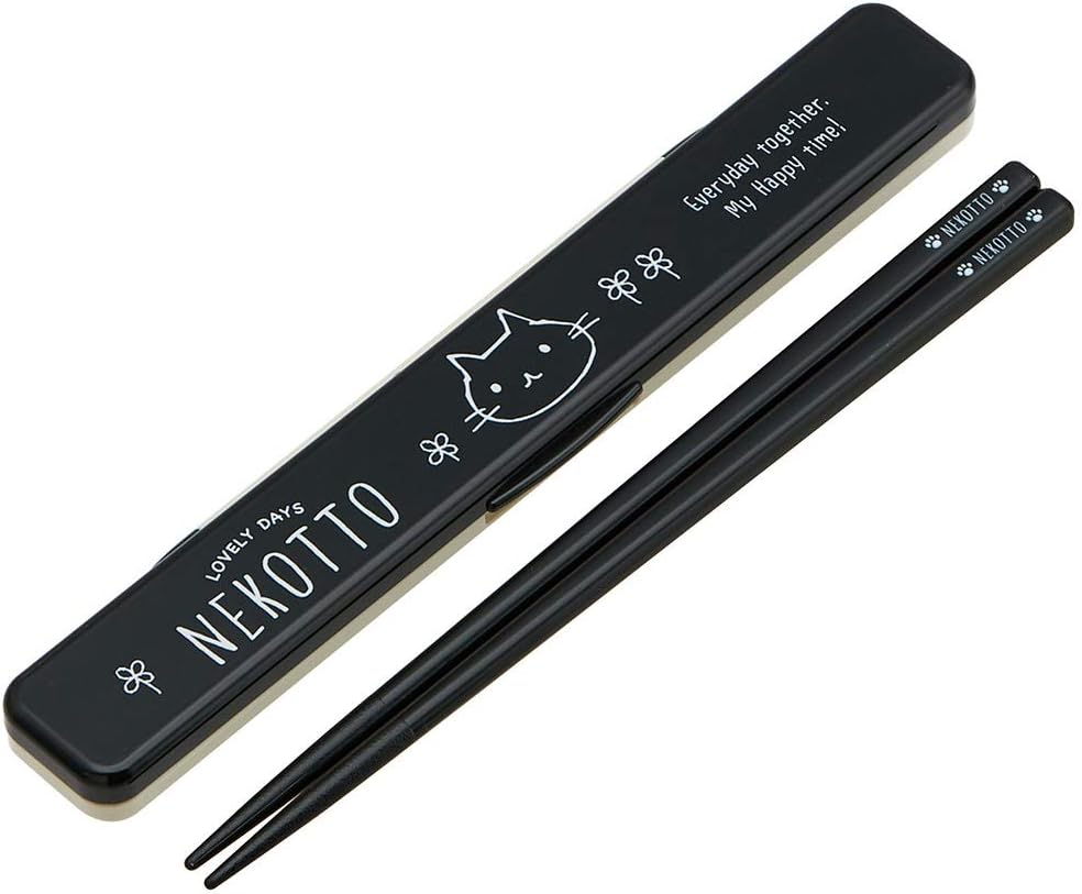 Skater ABC3AG Ag+ Antibacterial Cat Chopsticks & Chopsticks Case Set, 7.1 Inches (18 Cm), Made in Japan
