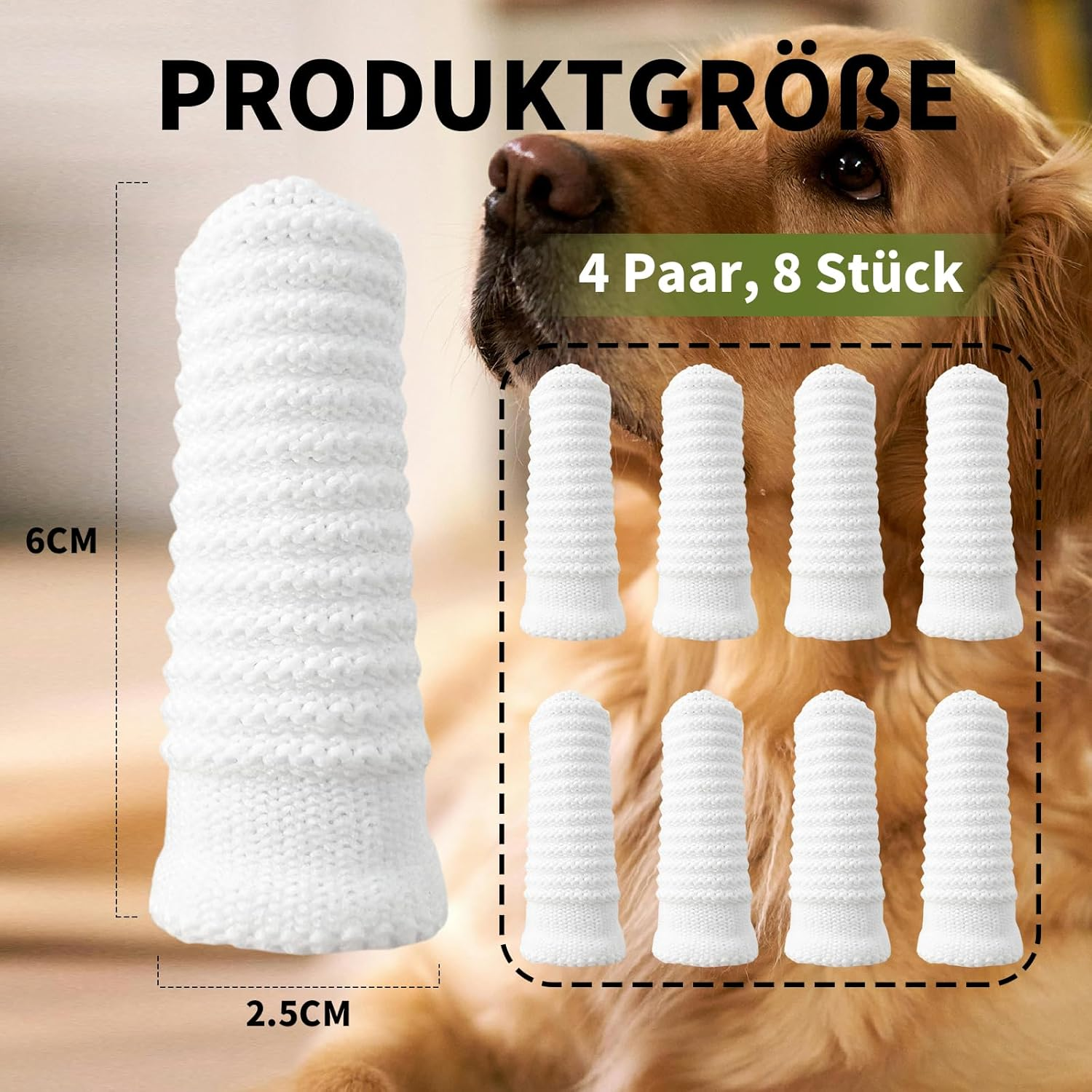 Pet Toothbrush Dog Toothbrush Finger Toothbrush for Dogs Dental Care - Made of Knitted Fabric Reusable, Efficient, Perfect for Dogs and Cats, 360&ordm; Ergonomic Design (Pack of 8) image number 2