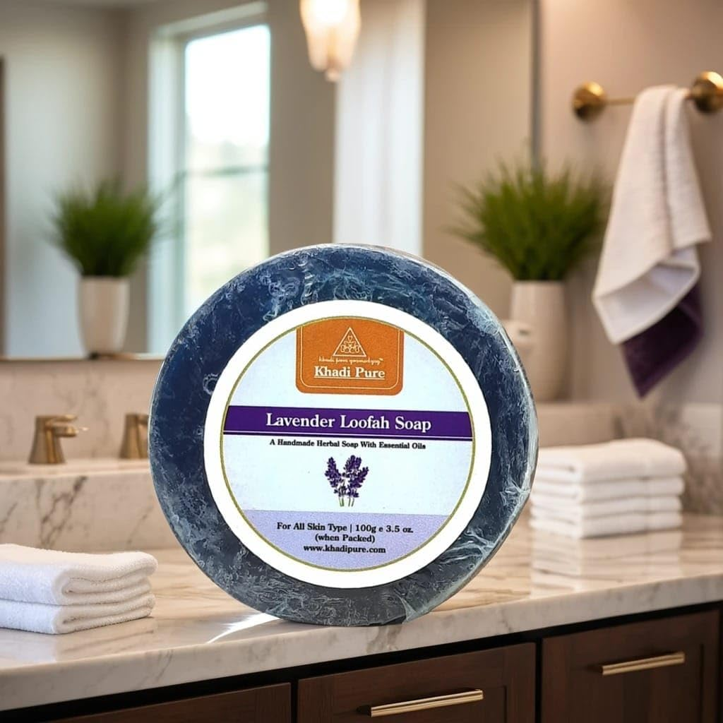 Khadi Pure Lavender Loofah Soap, 100 G (Pack of 4), 100 G (Pack of 4) image number 2