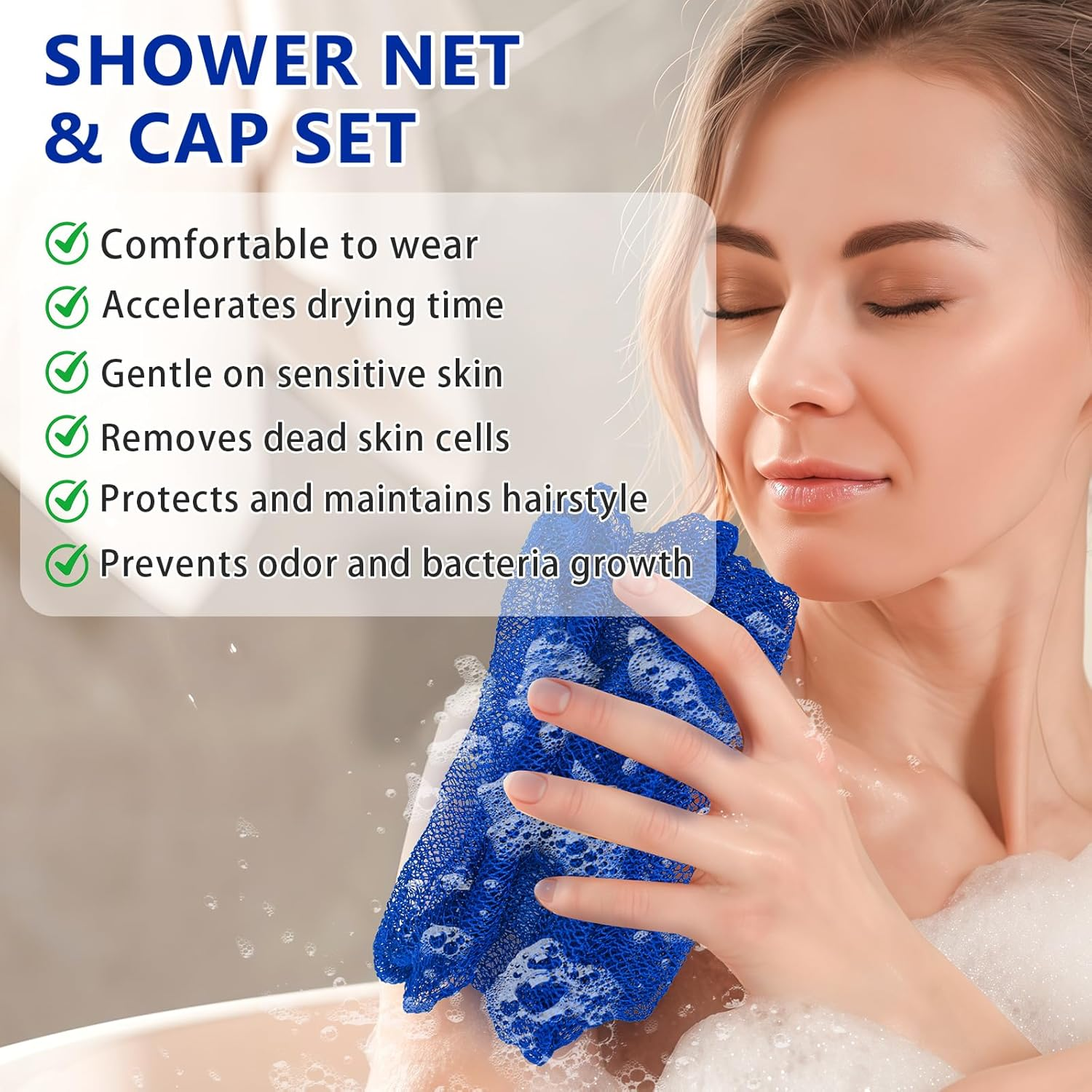 MR.TIMELAG African Net Bath Sponge 2-Pack - Extra Long Exfoliating Bath Towels (Purple + Navy Blue) for Deep Cleansing & Skin Renewal - Premium Mesh Body Scrubber for Men & Women (0.17Kg) image number 3