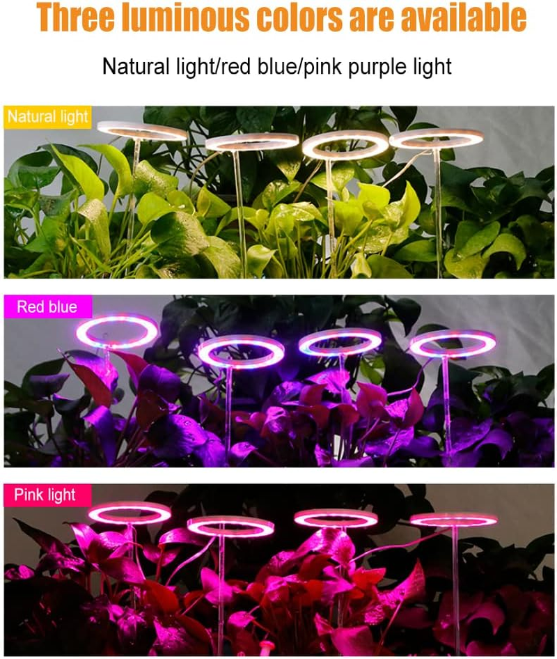 Angel Ring Grow Light DC5V USB Phytolamp for Plants Led Full Spectrum Lamp (Sun Light, 4 Heads)