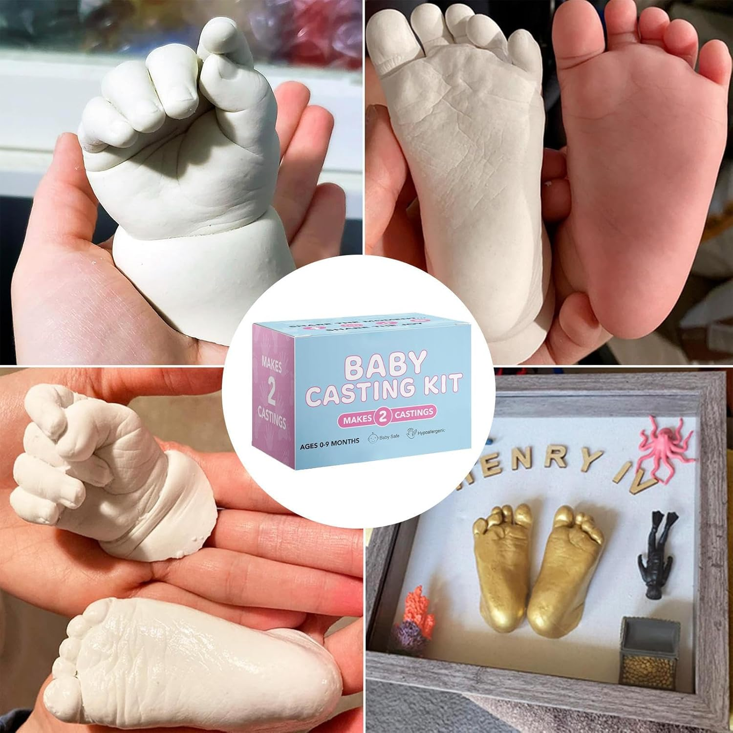 Baby Hand Casting Kit | Baby Footprint Kit | Milestone Keepsake Footprint Casting Set for Parents Boys Girls Family Home Holiday Birthday Maternity Events Baptism image number 6