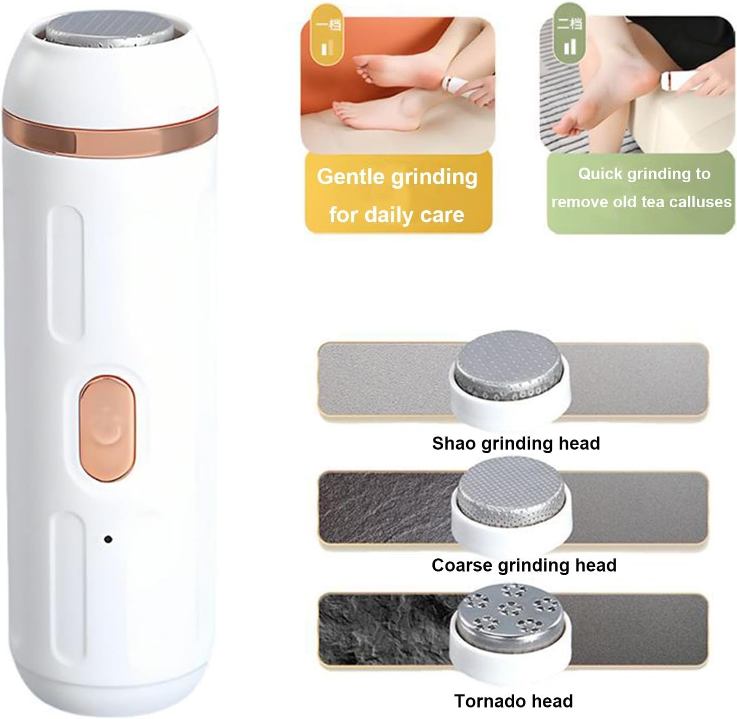 Electric Foot Callus Remover, Electric Foot File Hard Skin Remover, Rechargeable Feet Scraper, Adjustable Speed Settings, with Multiple Roller Attachments, 600Mah for Dry, Cracked, or Calloused Skin image number 5