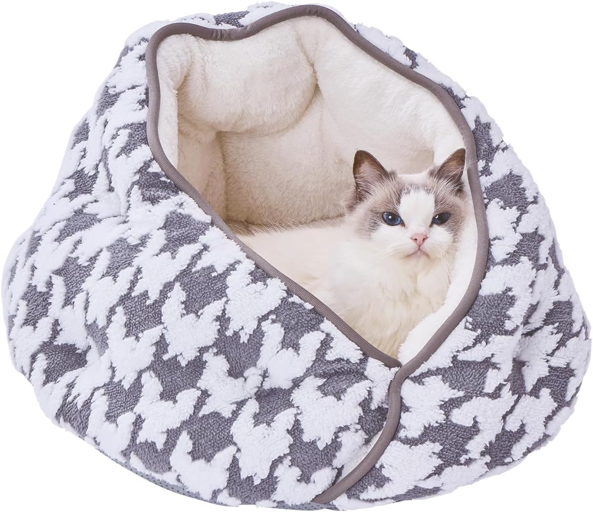 Petio Warm Lounge Bed for Dogs and Cats, Wrap around Dome, Ash Gray