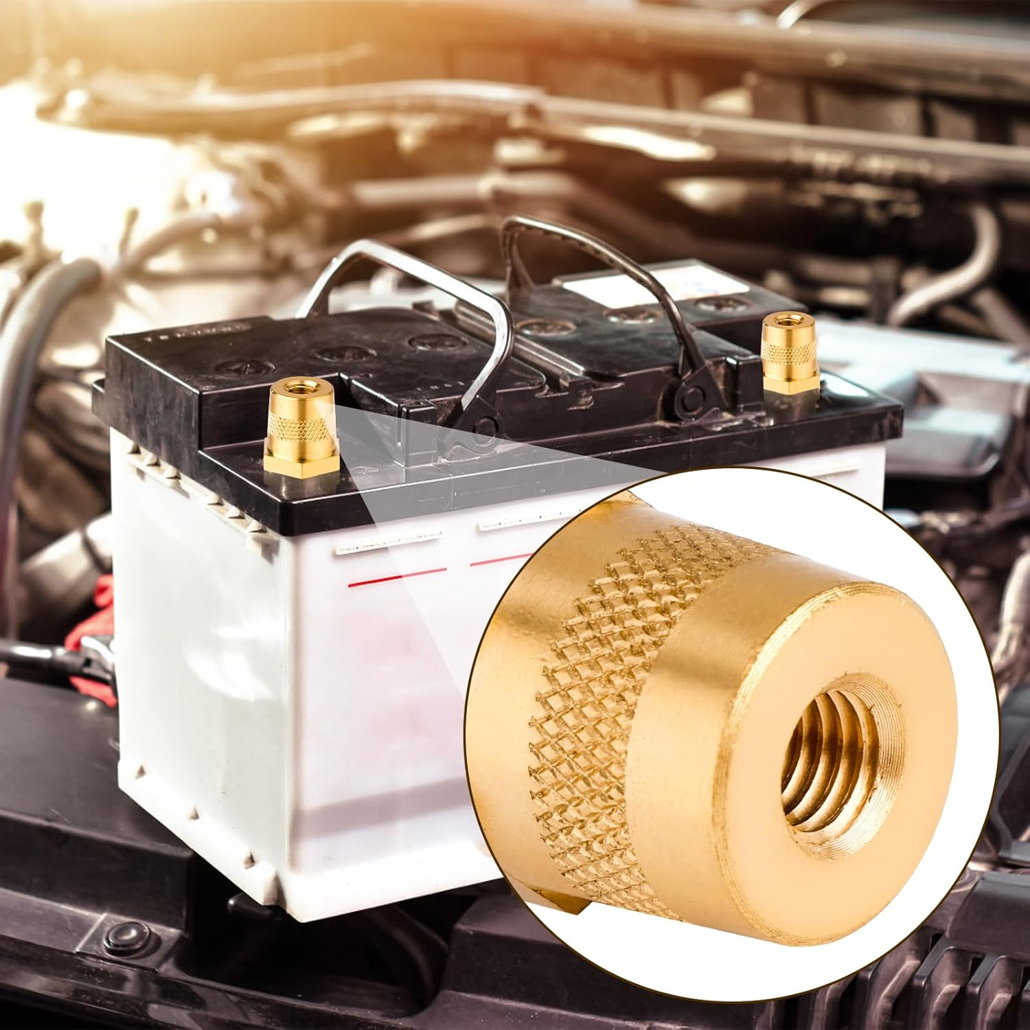 2 Packs Battery Terminal Connectors Set, Battery Post Terminals Battery Post Adapter Auto Battery Post Terminals Connectors for M8 Top/Side Terminal Charging Posts image number 3