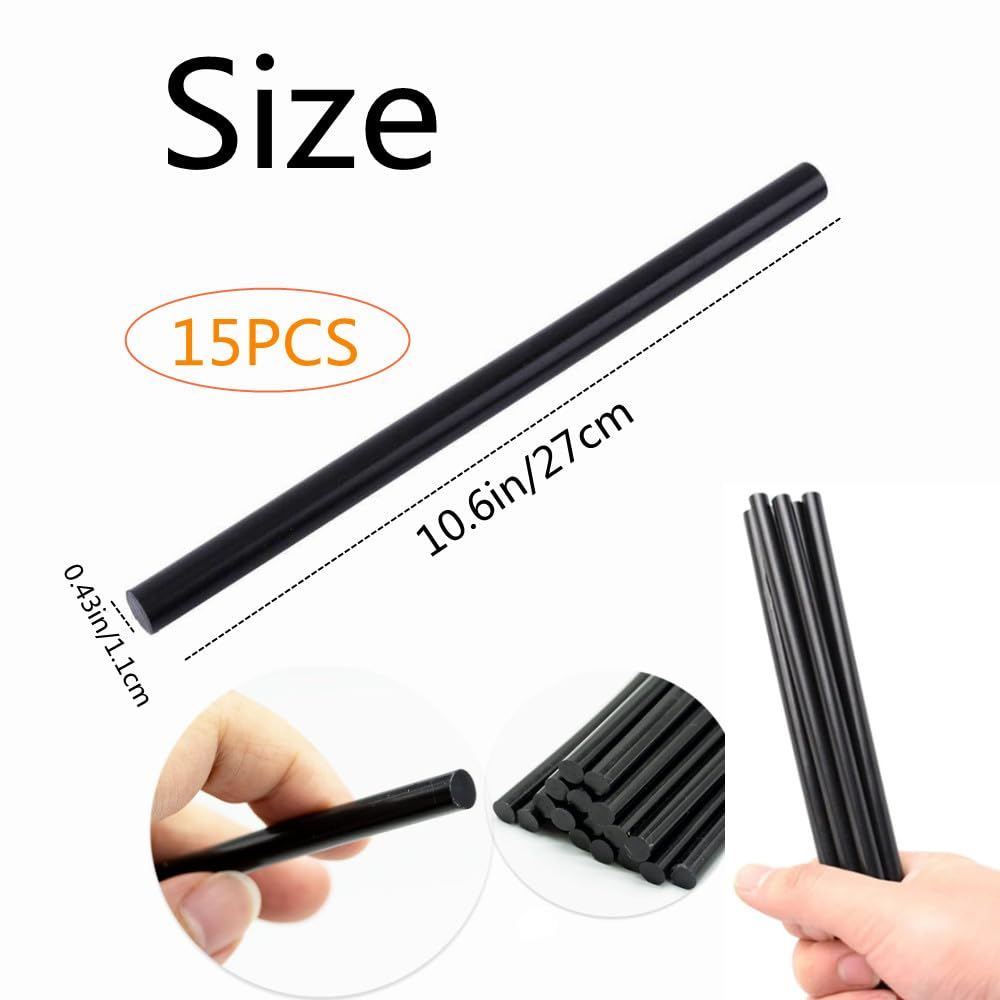 15Pcs Hot Melt Glue Sticks,270 X11Mm Car Dent Repair Kit,Handmade Craft DIY Home Office Project Craft Fix & Repairs(Black) image number 4