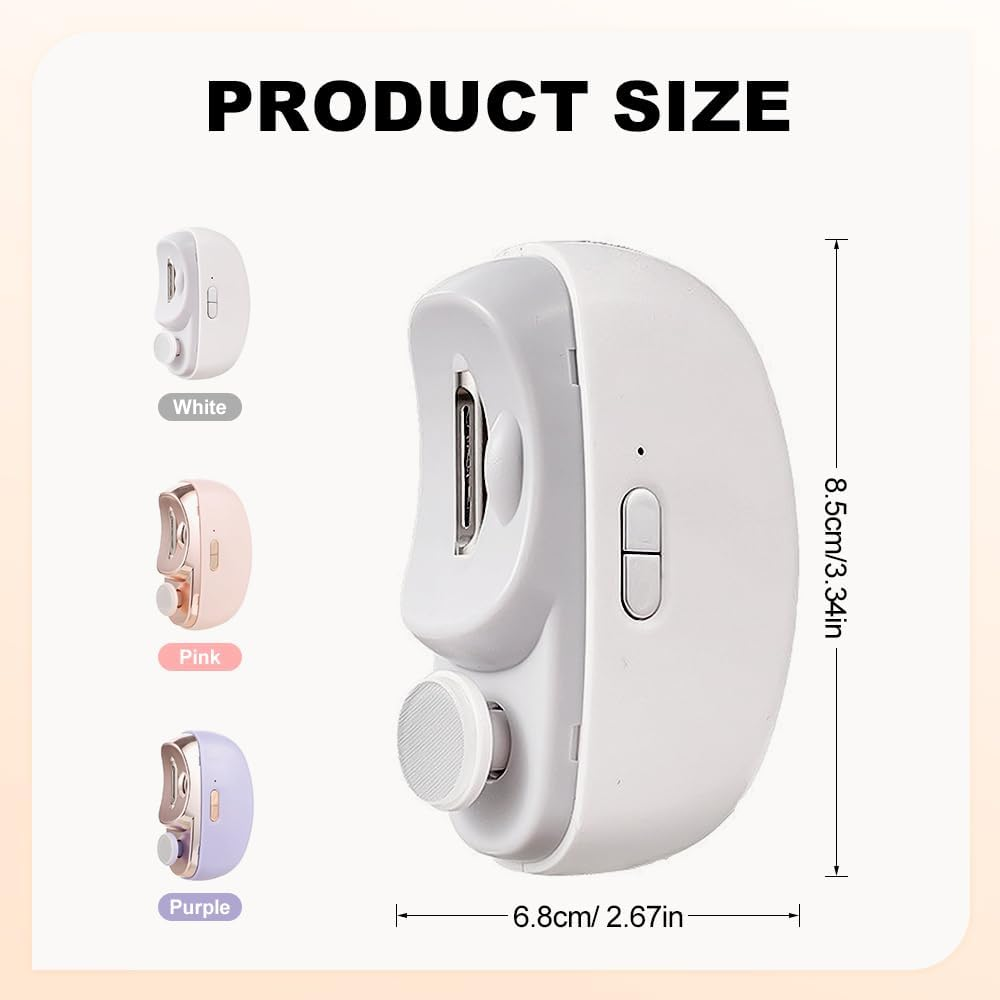 2 in 1 Electric Polishing Automatic Nail Clippers, 2025 New Automatic Electric Nail Clippers Nail File with Light Electric Toe Nail Clipper for Seniors Adults Baby (White) image number 5