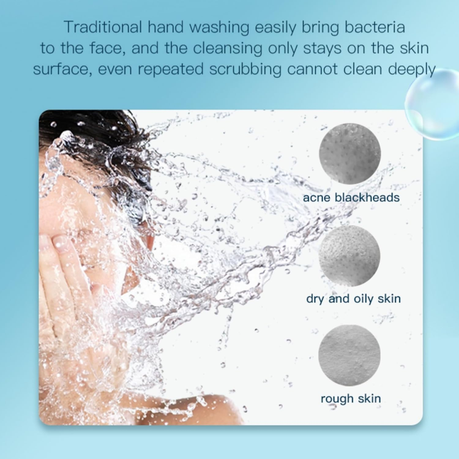 DOCOCO Facial Cleansing Brush, Face Scrubber, IPX6 Clean Exfoliate Massage Skin, 3 Replaceable Heads image number 5