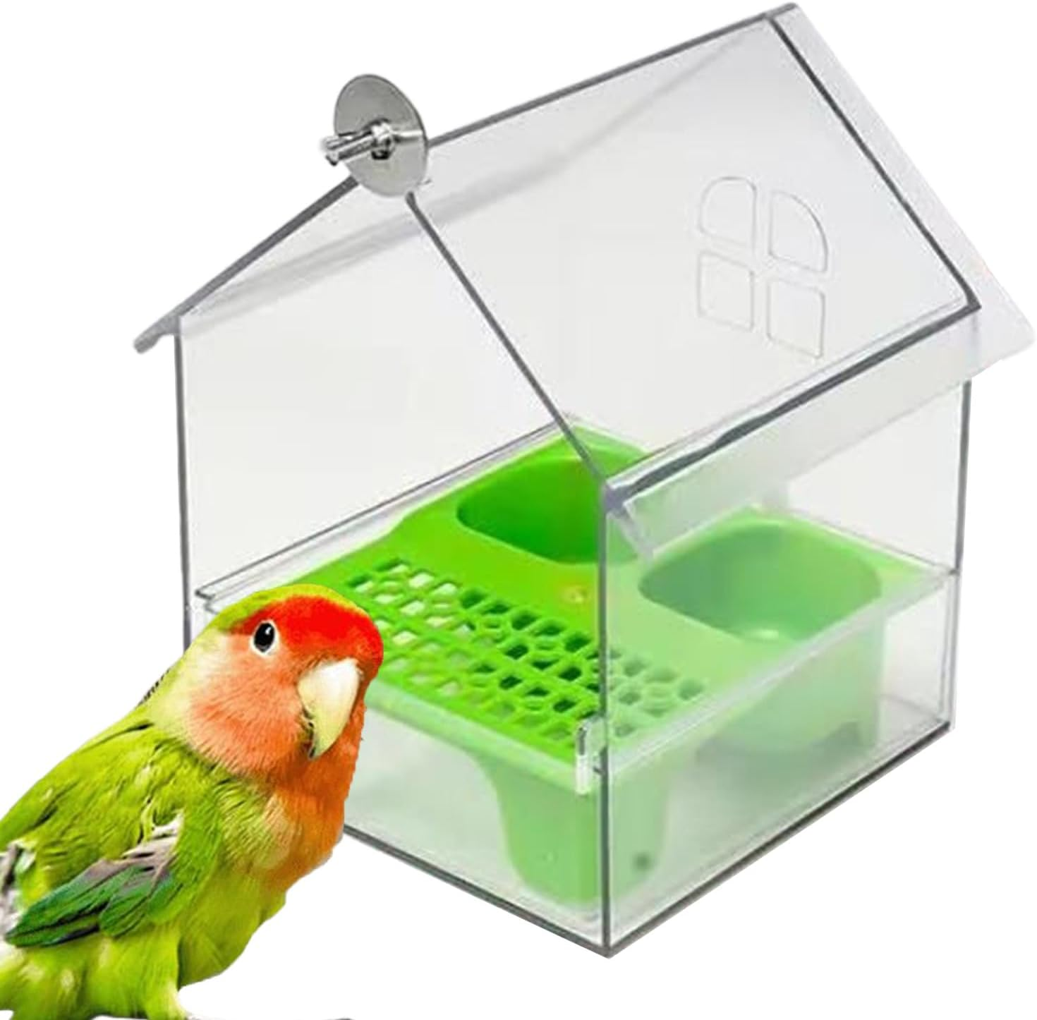 Pull-Out External Parrot Feeder, Hanging Bird Feeder for Cage, Transparent Bird Cage Water Feeders, Easy to Fill & Clean