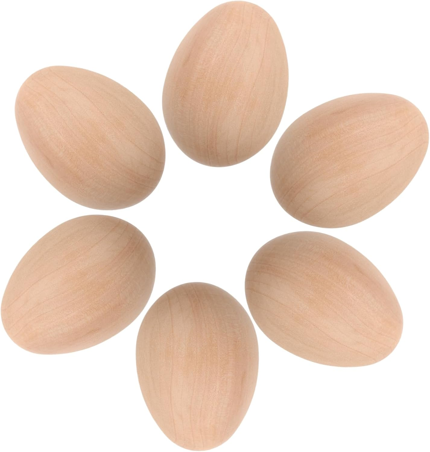 Kisangel 6Pcs Unfinished Wood Eggs for Crafts Fake Chicken Eggs for Easter Decorating with Smooth Surfaces for Painting and Home Decor Safe and Sturdy Art Supplies image number 5