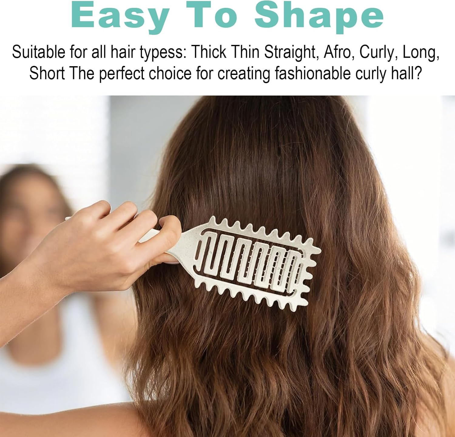 Curls Hair Brush, Curly Hair Brush, Brush for Curls & Curl Defining Brush, Hair Brush for Curls without Pulling, Curling Brush for Thick/Thin Hair - Green & Beige image number 1