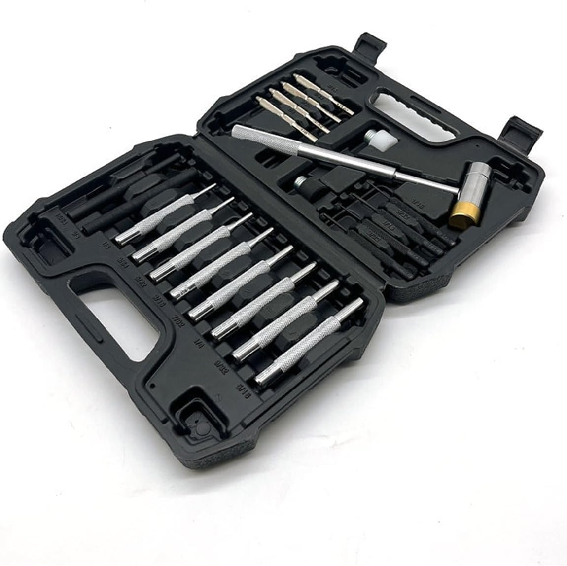 21 Pcs Punch Set, Rolling Pin Stamping Kits, Made of Solid Materials, Including Steel Punches and Hammers (Without Workbenches)