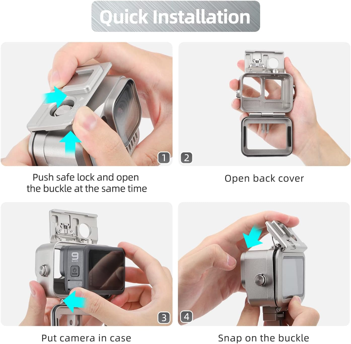 Aluminum Waterproof Housing Case for Gopro Hero 13 / Hero 12 / Hero 11 / Hero 10 / Hero 9 Black image number 3