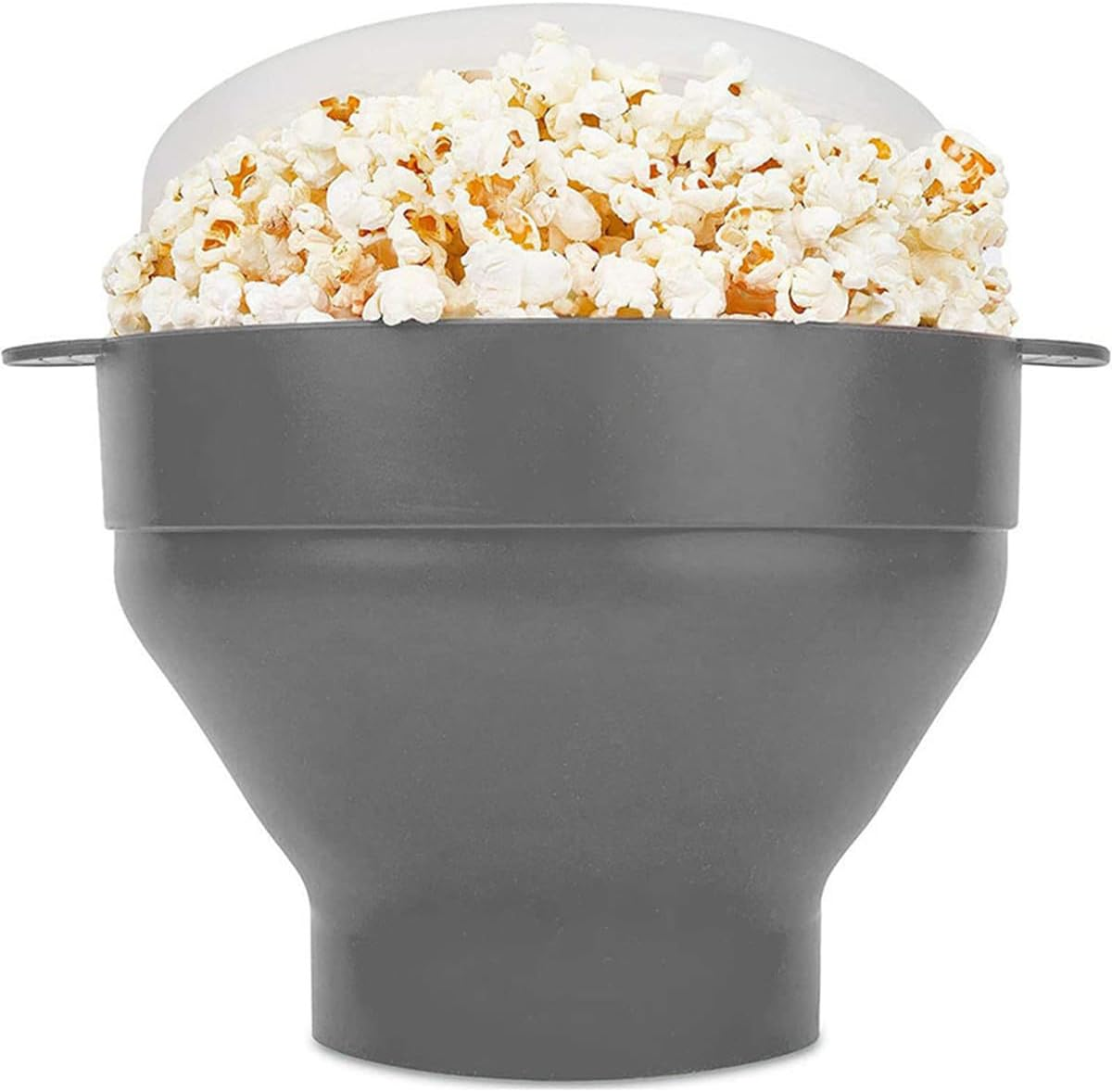 TINGJUNN Microwave Silicone Popcorn Maker Popcorn Bowl Silicone Collapsible Popcorn Maker with Lid and Handle BPA Free, Dishwasher Safe (Black)