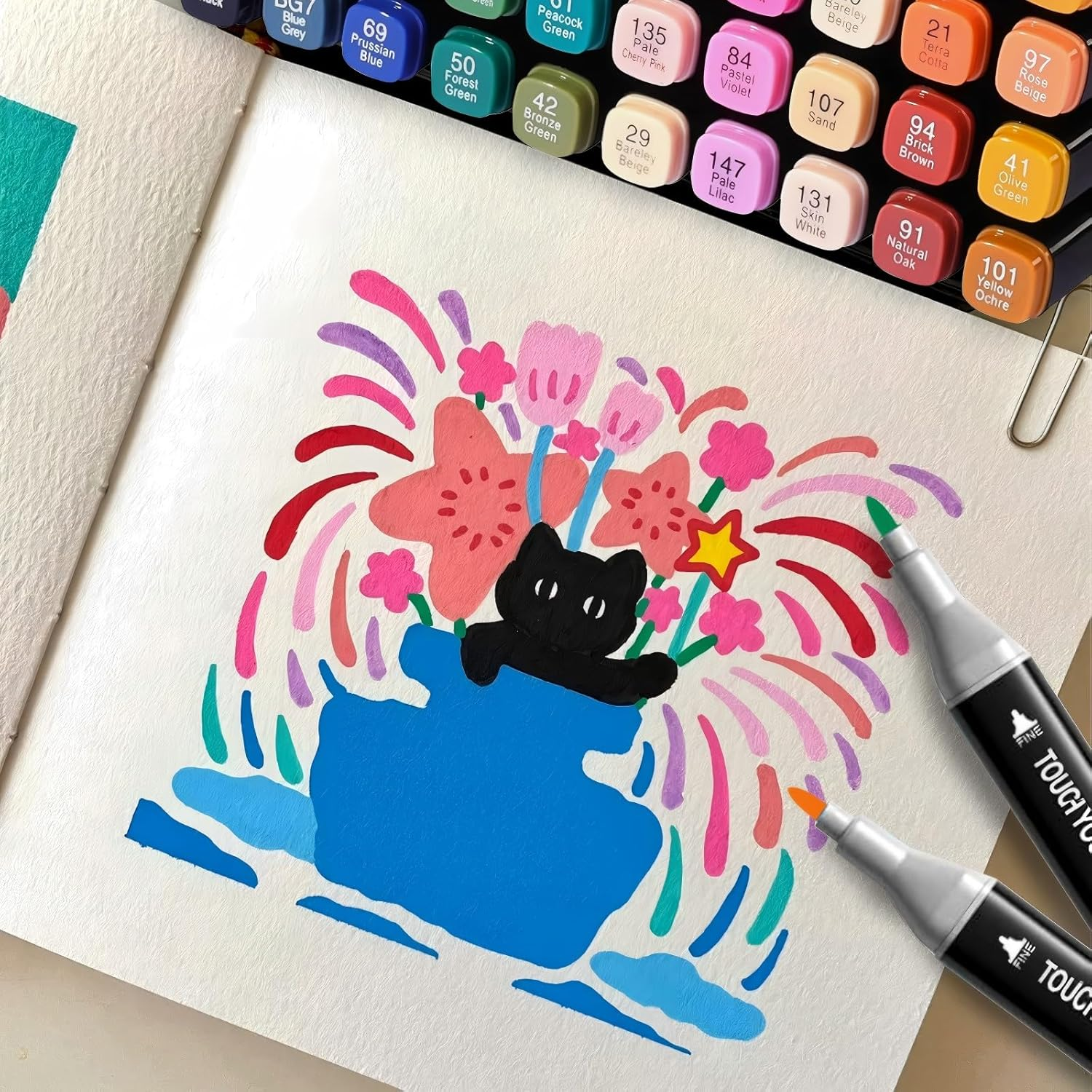 Markers with Base, 262 Colors Markers Artist Drawing Art Dual Tip Markers Perfect for Kids Boys Girls Adult, for Coloring, Highlighting, Illustration Kids Adults Family Art Painting, the Best Gift image number 4