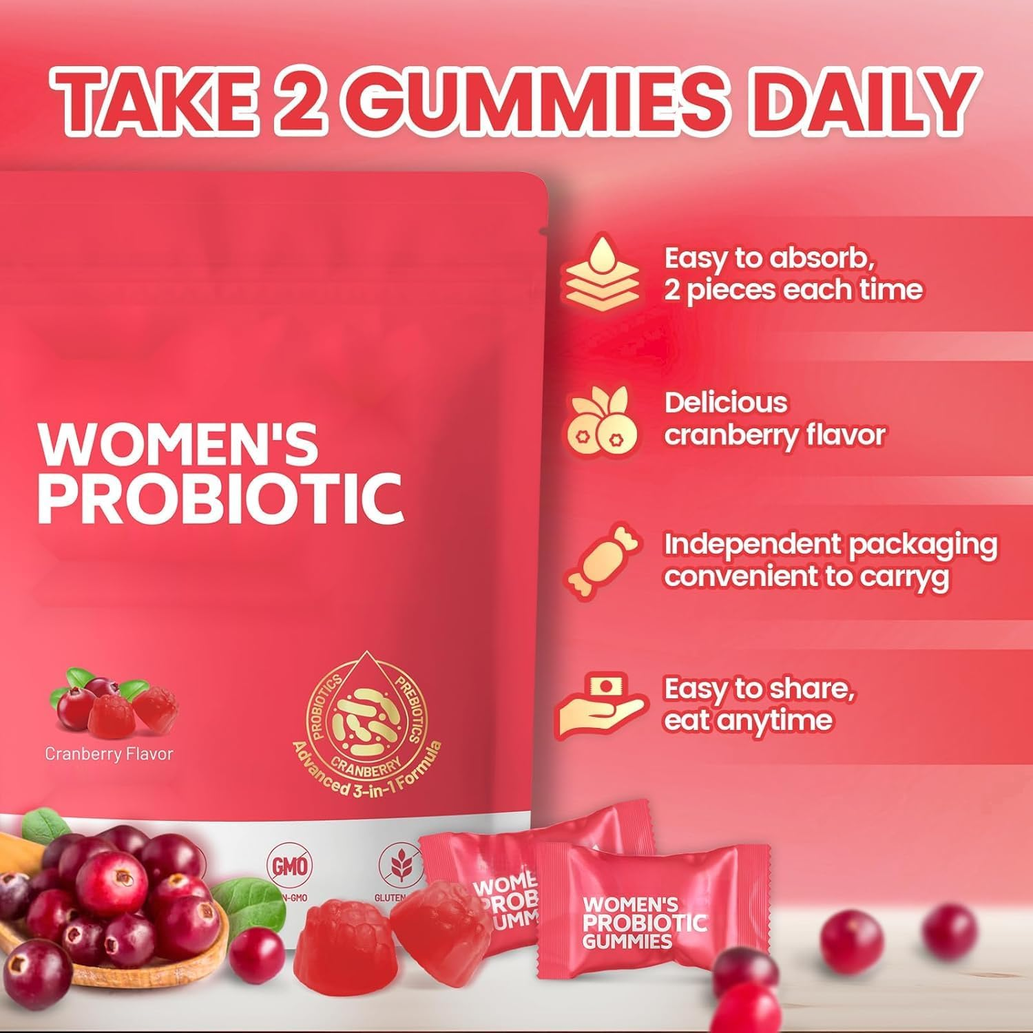 Women Probiotic, Feminine Balance Ph, for Healthy Odor, Yeast Balance and Flora + Vitamin C for Immune Support image number 5