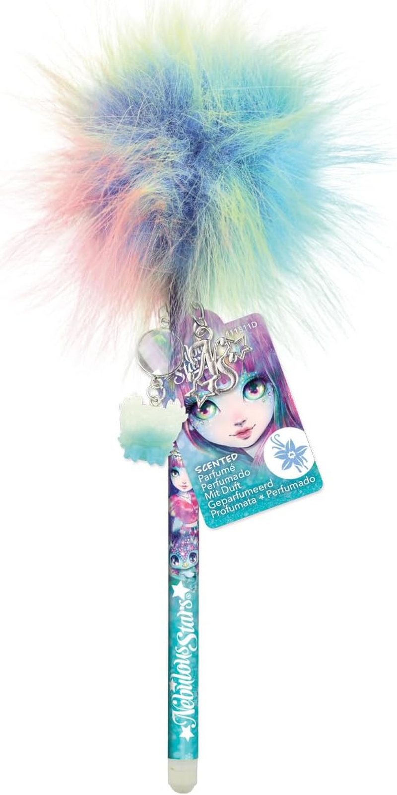 Nebulous Stars Scented Pom Pom Pen Set - Assorted Ballpoint Pens with Rainbow Pom Poms, Charms & Scented Ink, Fun, Colourful School Supplies for Kids image number 5